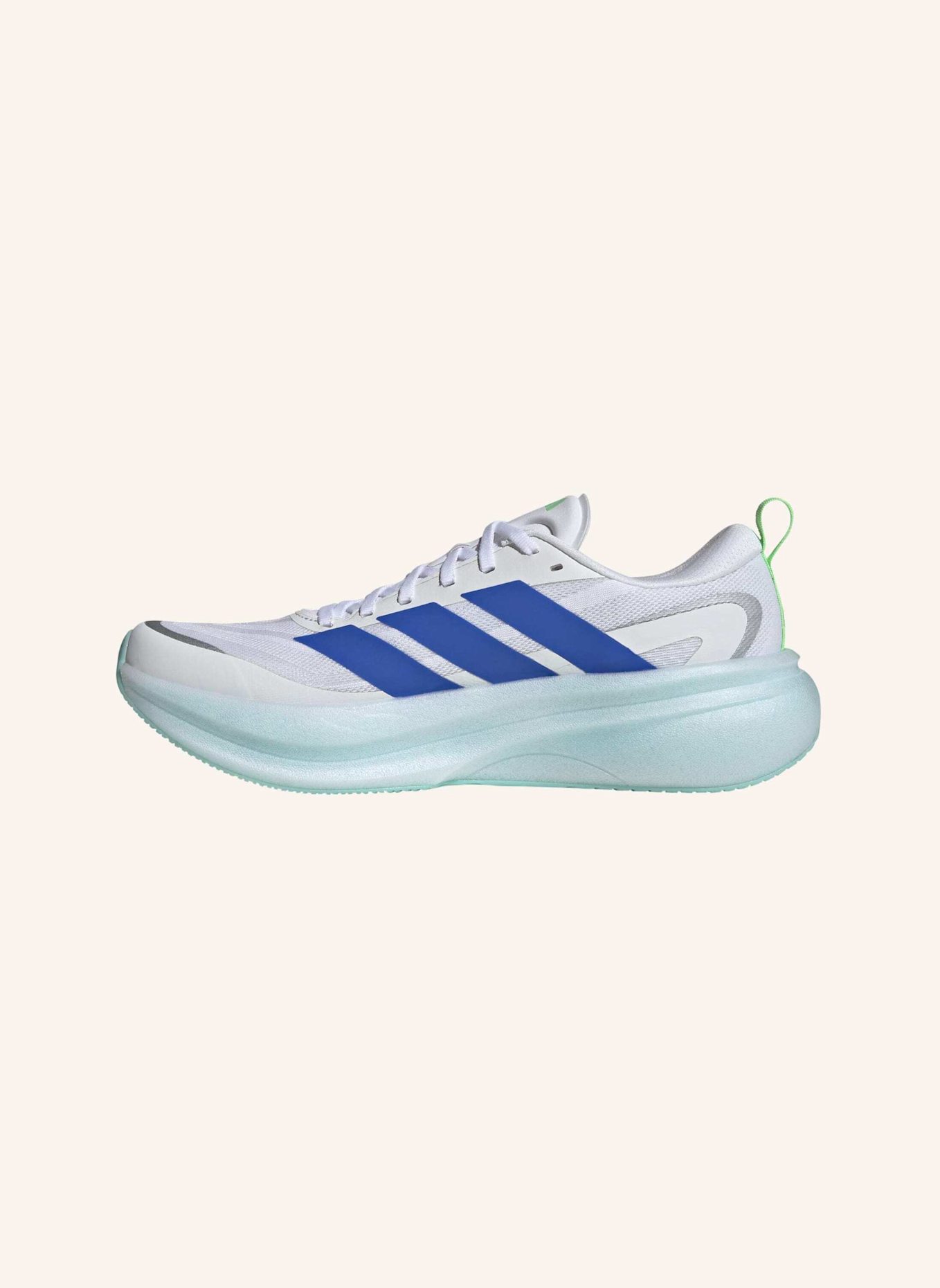 adidas Laufschuhe SUPERNOVA GLIDE: WEISS/ BLAU/ NEONGRÜN