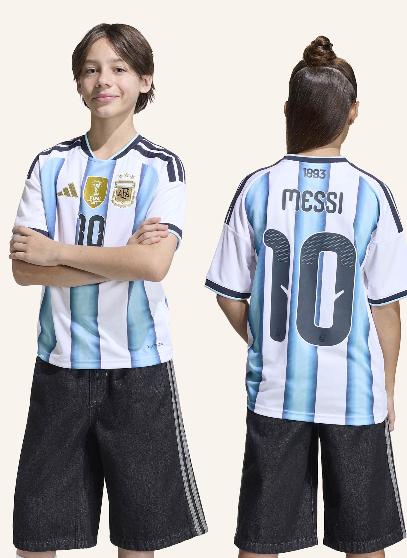 adidas ARGENTINIEN 26 MESSI KIDS HEIMTRIKOT: WEISS/ BLAU