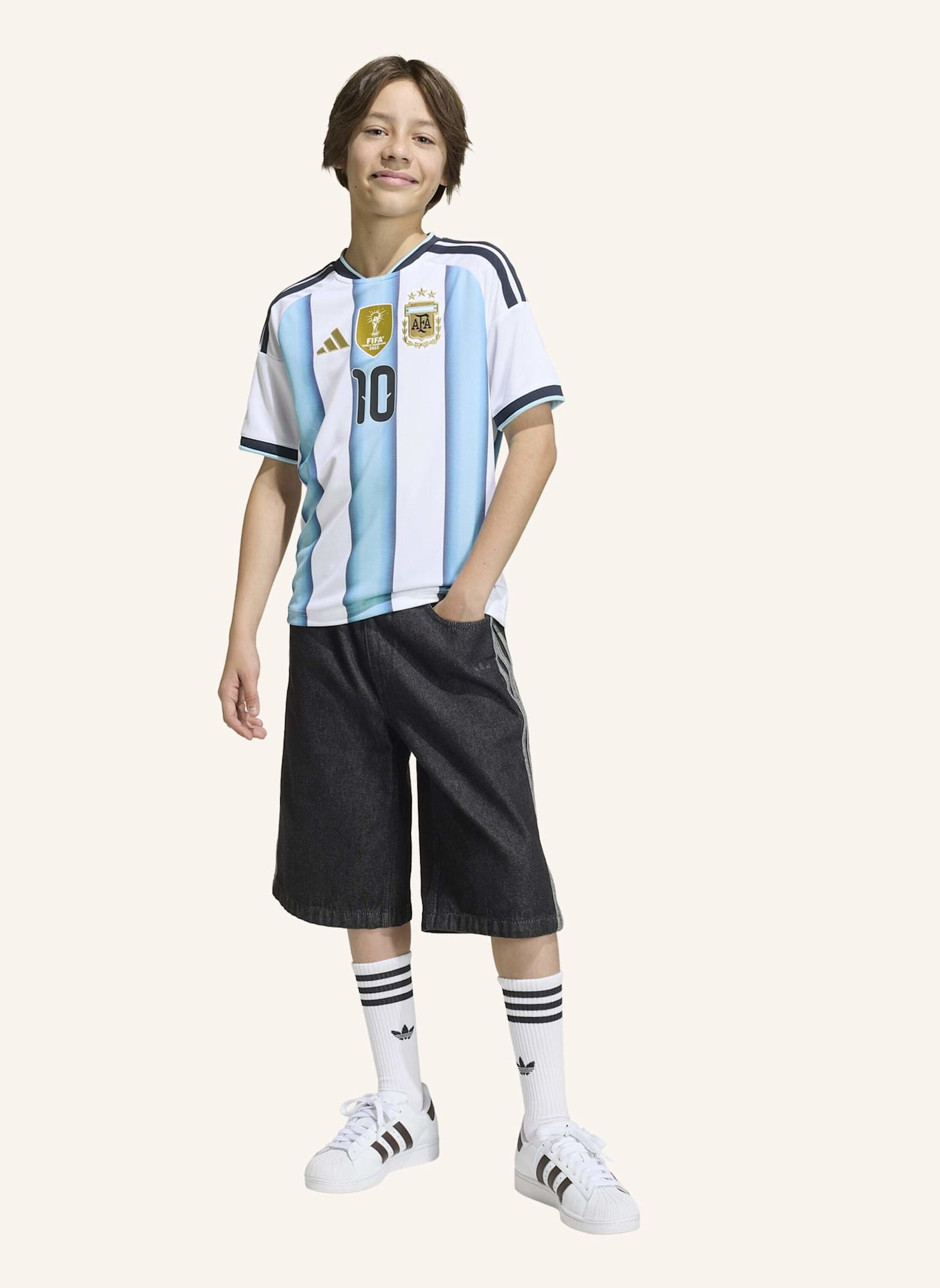 adidas ARGENTINIEN 26 MESSI KIDS HEIMTRIKOT: WEISS/ BLAU
