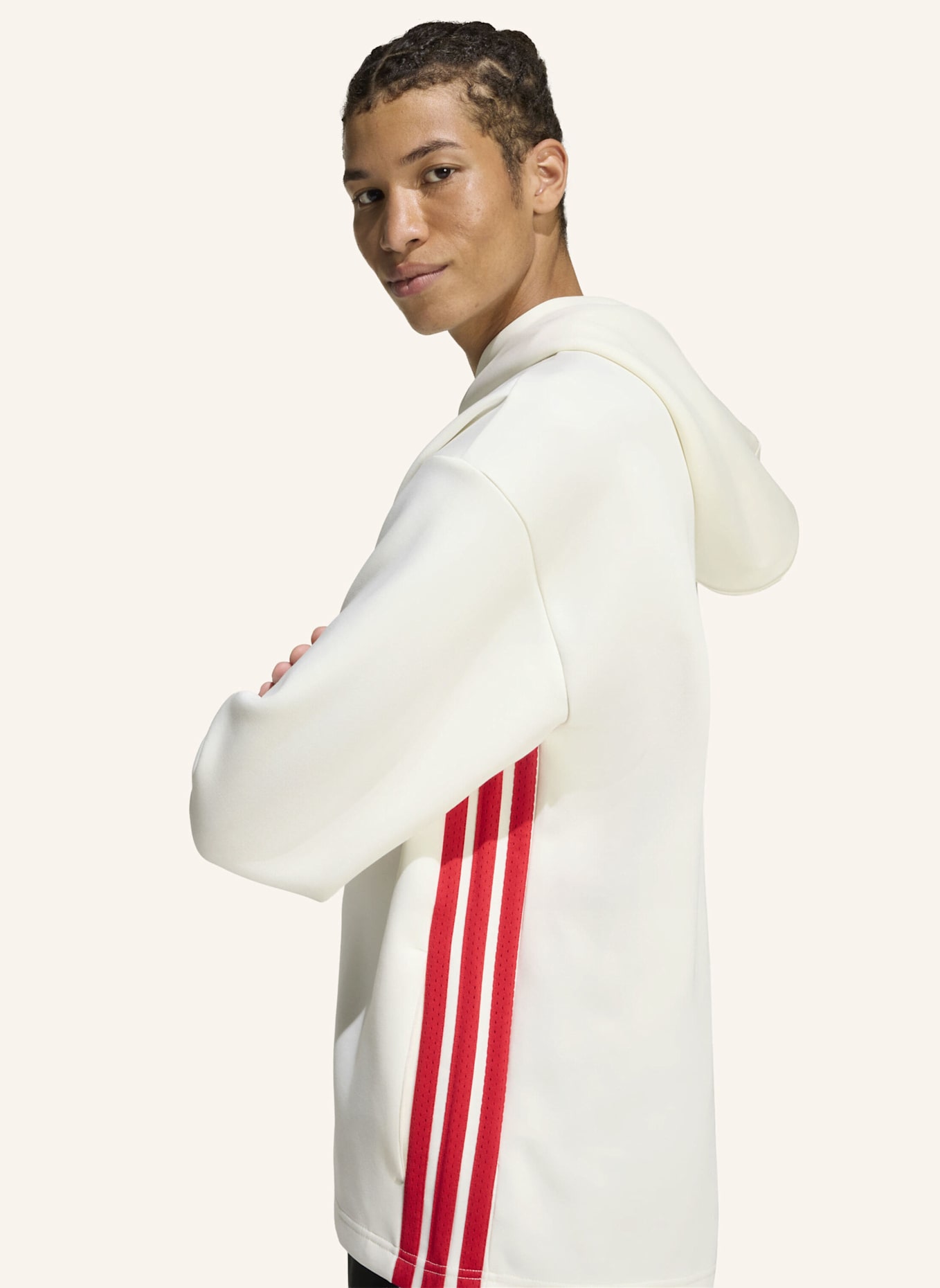 adidas STADIUM GRAPHIC HOODIE.: WEISS/ ROT