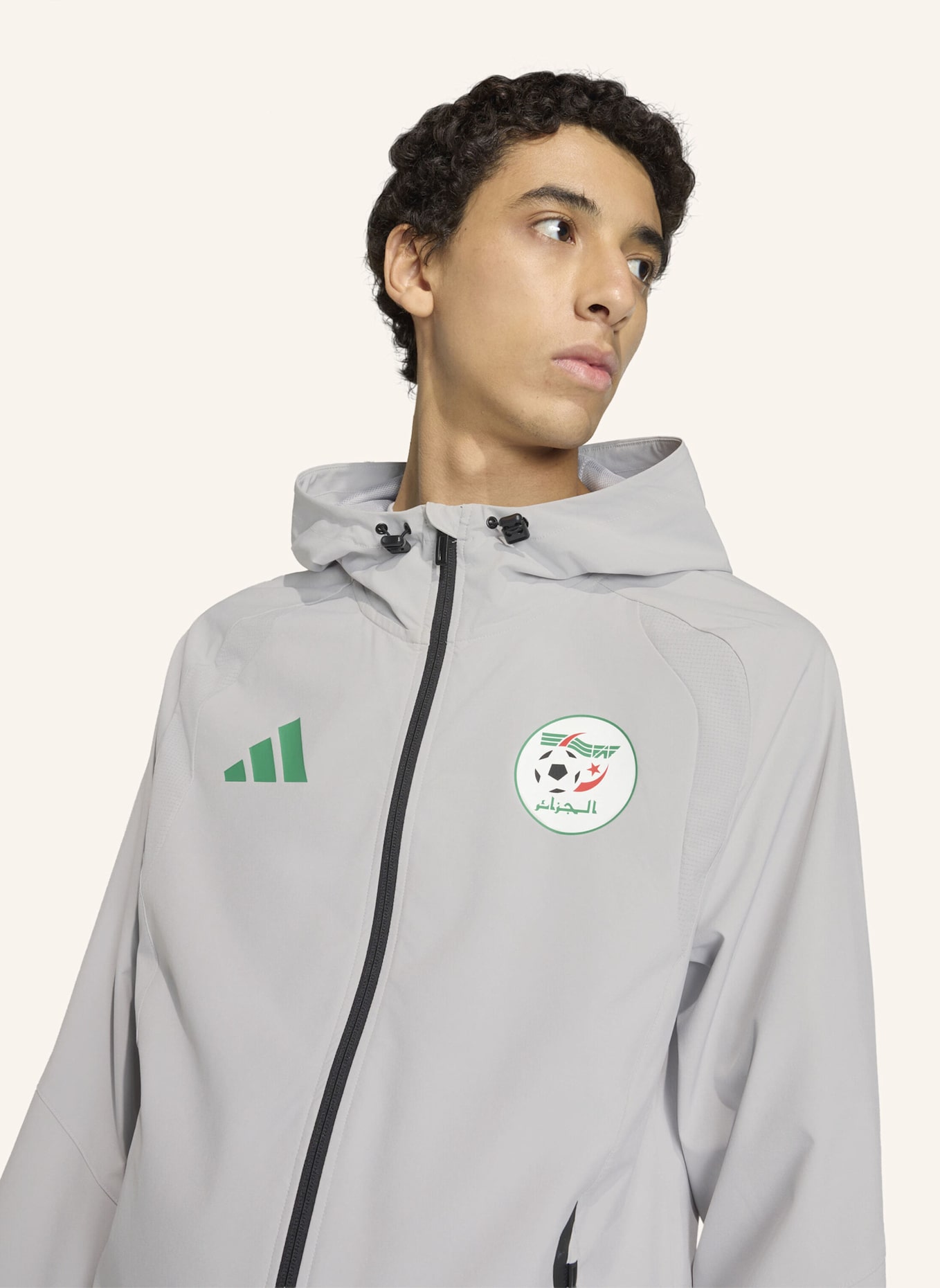 adidas ALGERIEN TIRO TECH WINDBREAKER JACKE MIT DURCHGEHENDEM REISSVERSCHLUSS: GRAU