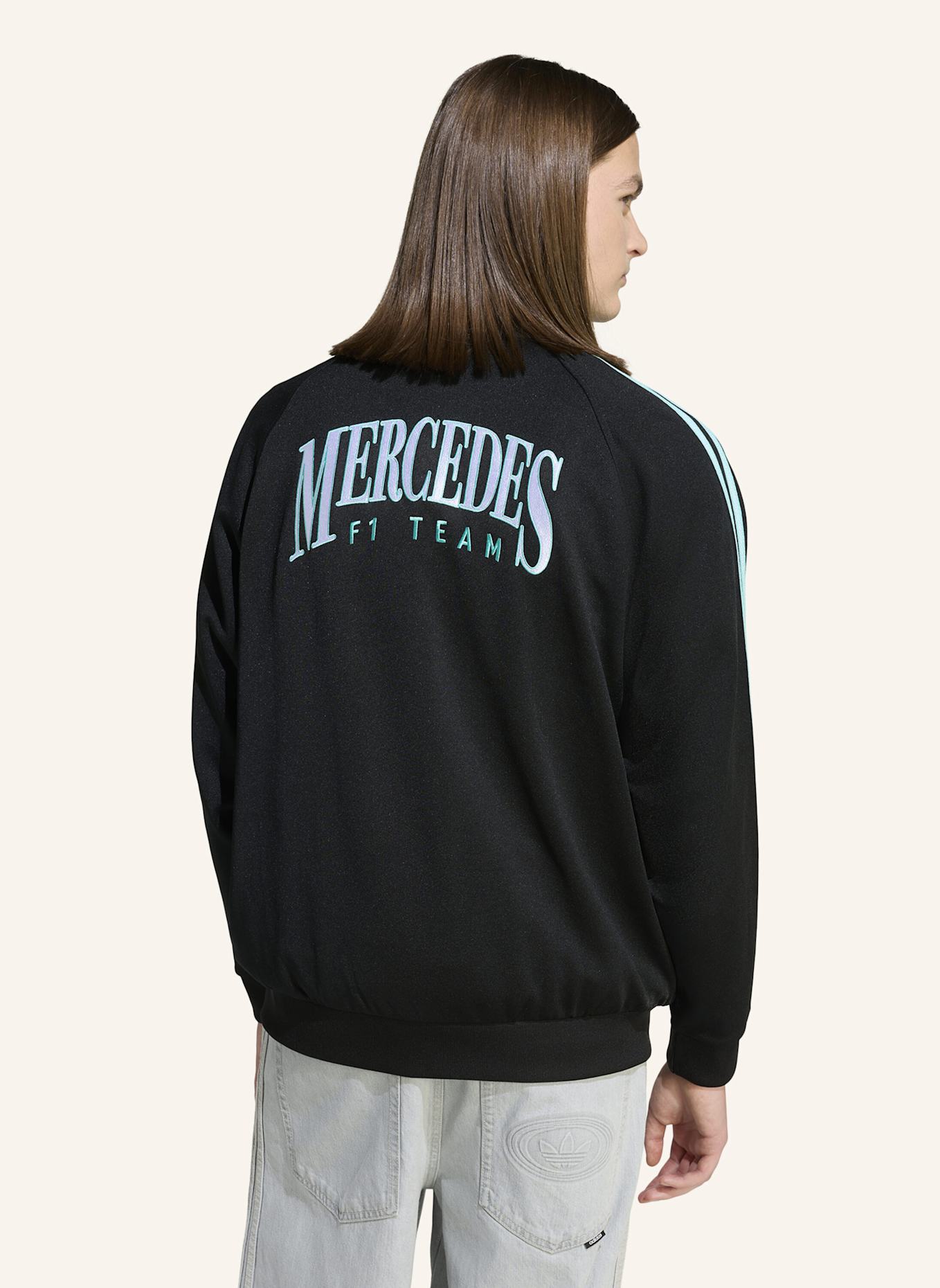 adidas MERCEDES - AMG PETRONAS FORMULA ONE TEAM LAS VEGAS TRACK TOP FÜR HERREN: SCHWARZ/ WEISS