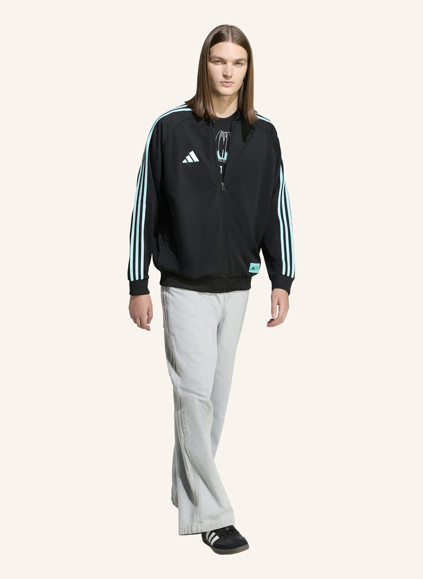 adidas MERCEDES - AMG PETRONAS FORMULA ONE TEAM LAS VEGAS TRACK TOP FÜR HERREN: SCHWARZ/ WEISS