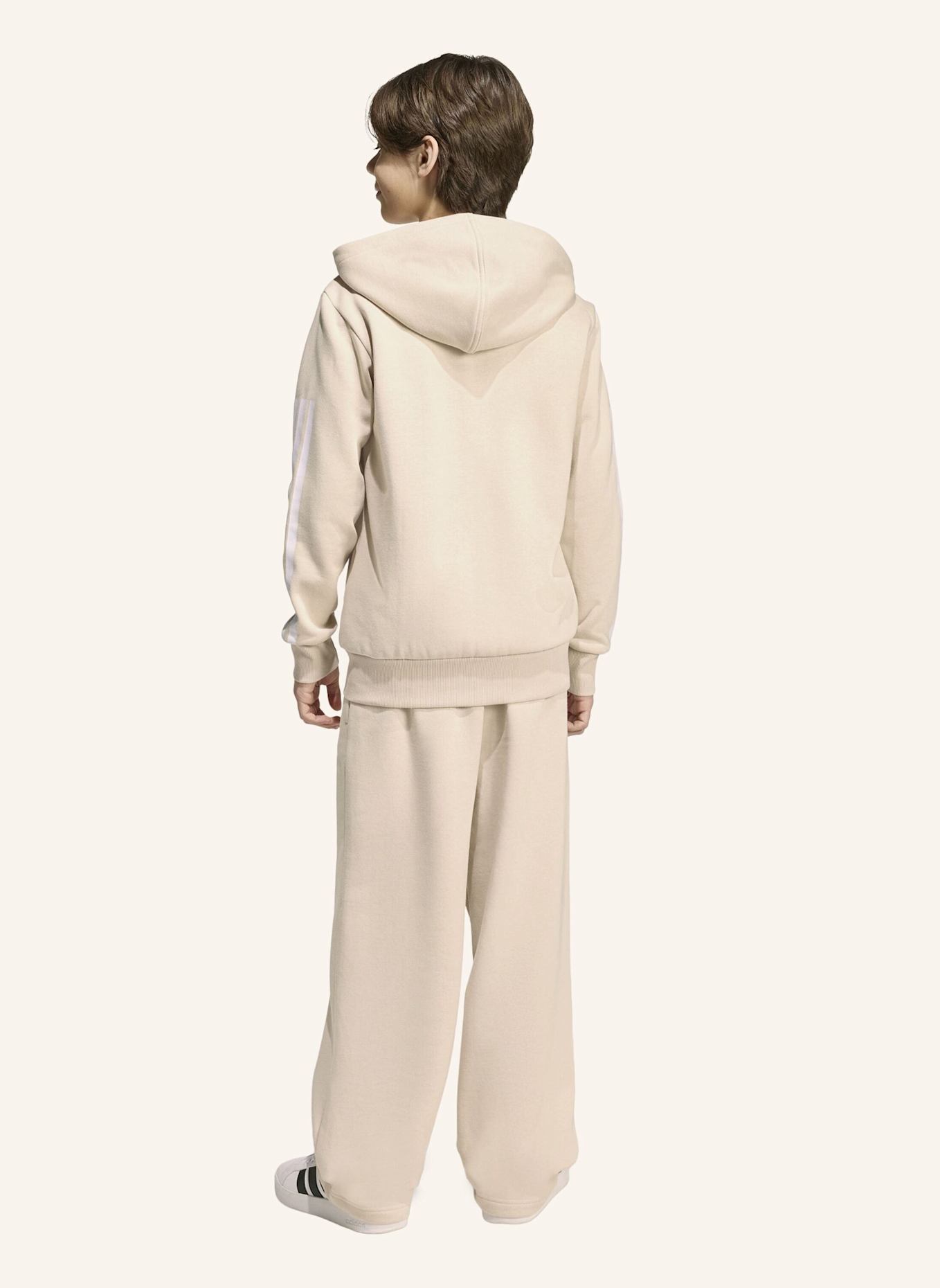 adidas FLEECE TRAININGSANZUG MIT KAPUZE KINDER: BEIGE/ WEISS