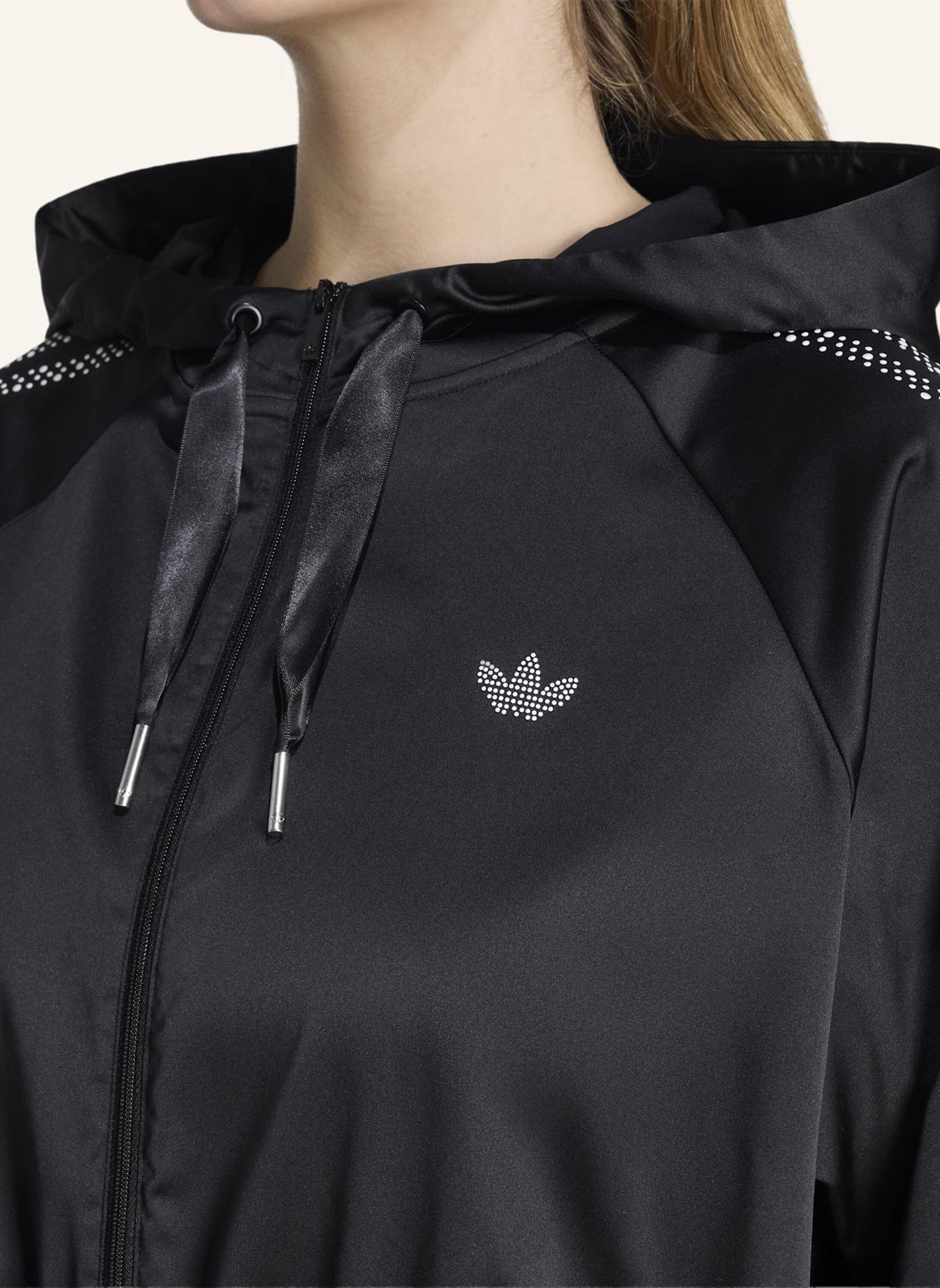 adidas Originals PEARL CROPPED ZIP KAPUZENJACKE: SCHWARZ