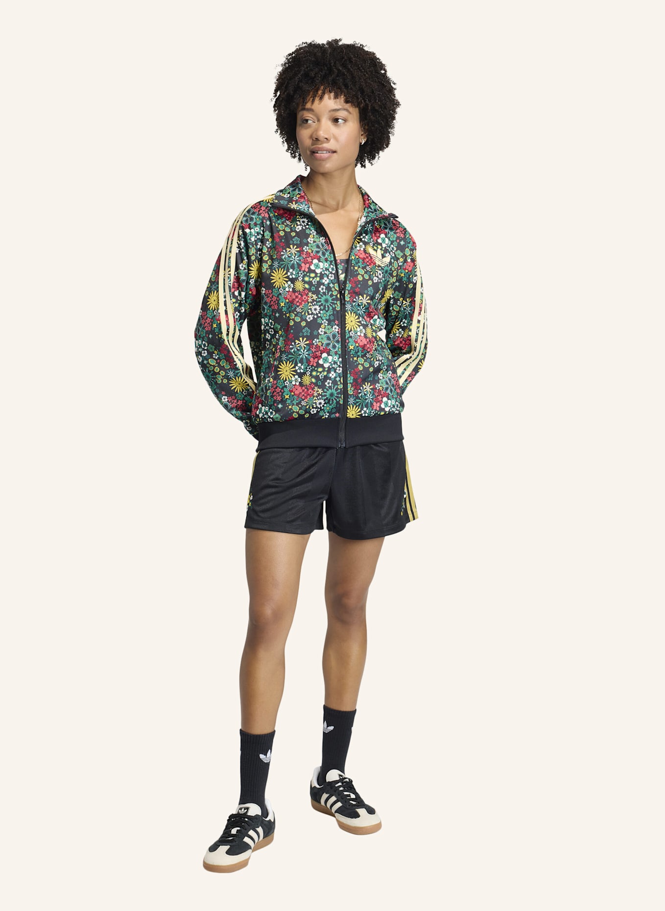 adidas Originals ADIDAS ORIGINALS X LIBERTY LONDON FIREBIRD JACKE: SCHWARZ/ GRÜN/ GELB