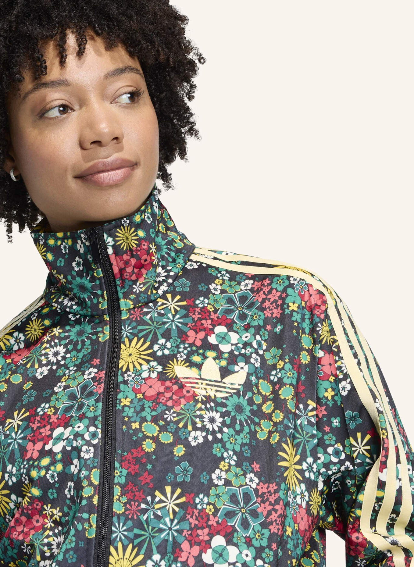 adidas Originals ADIDAS ORIGINALS X LIBERTY LONDON FIREBIRD JACKE: SCHWARZ/ GRÜN/ GELB