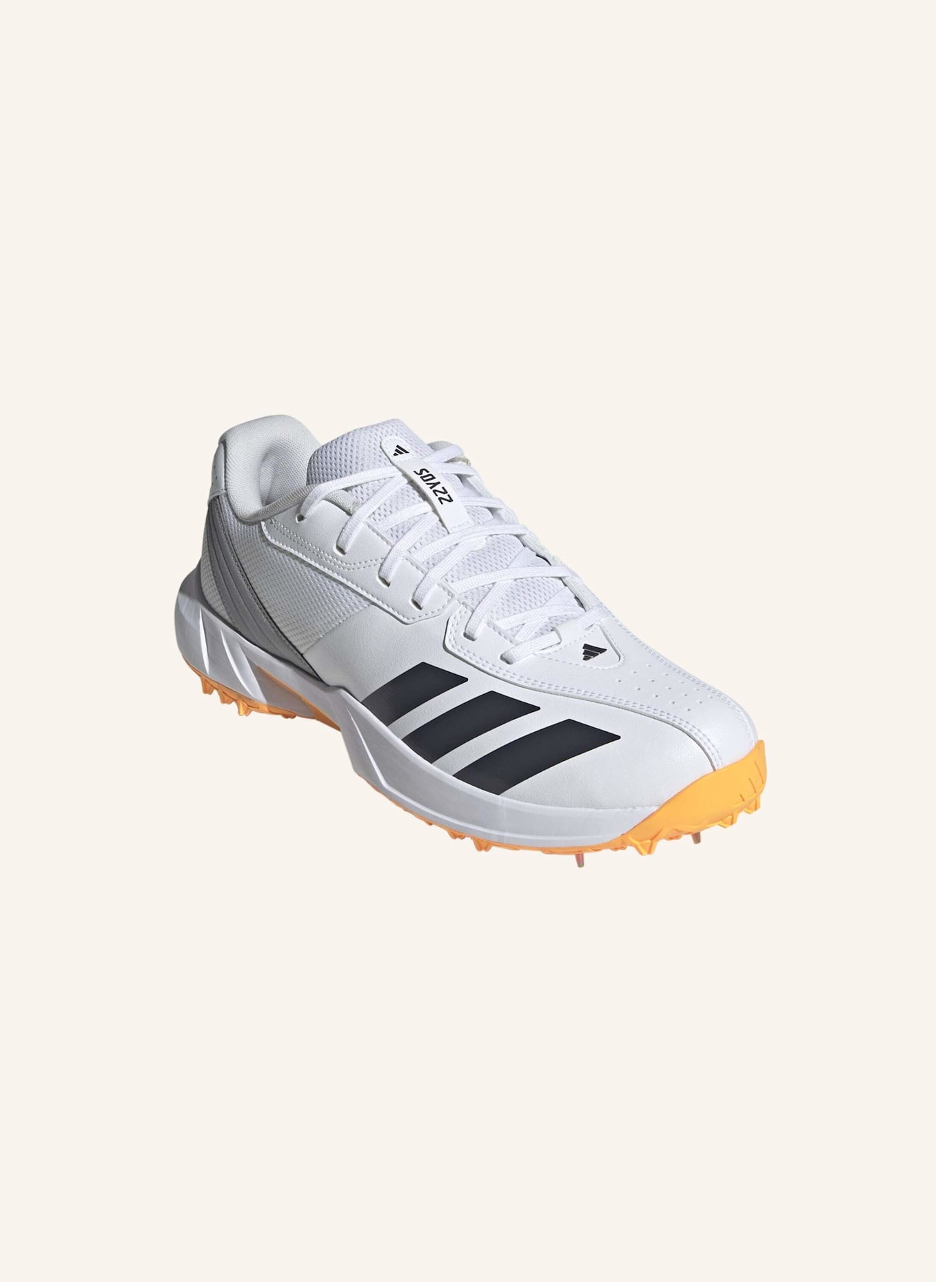 adidas 22YDS SPIKE CRICKET-SCHUH: WEISS/ GRAU/ ORANGE