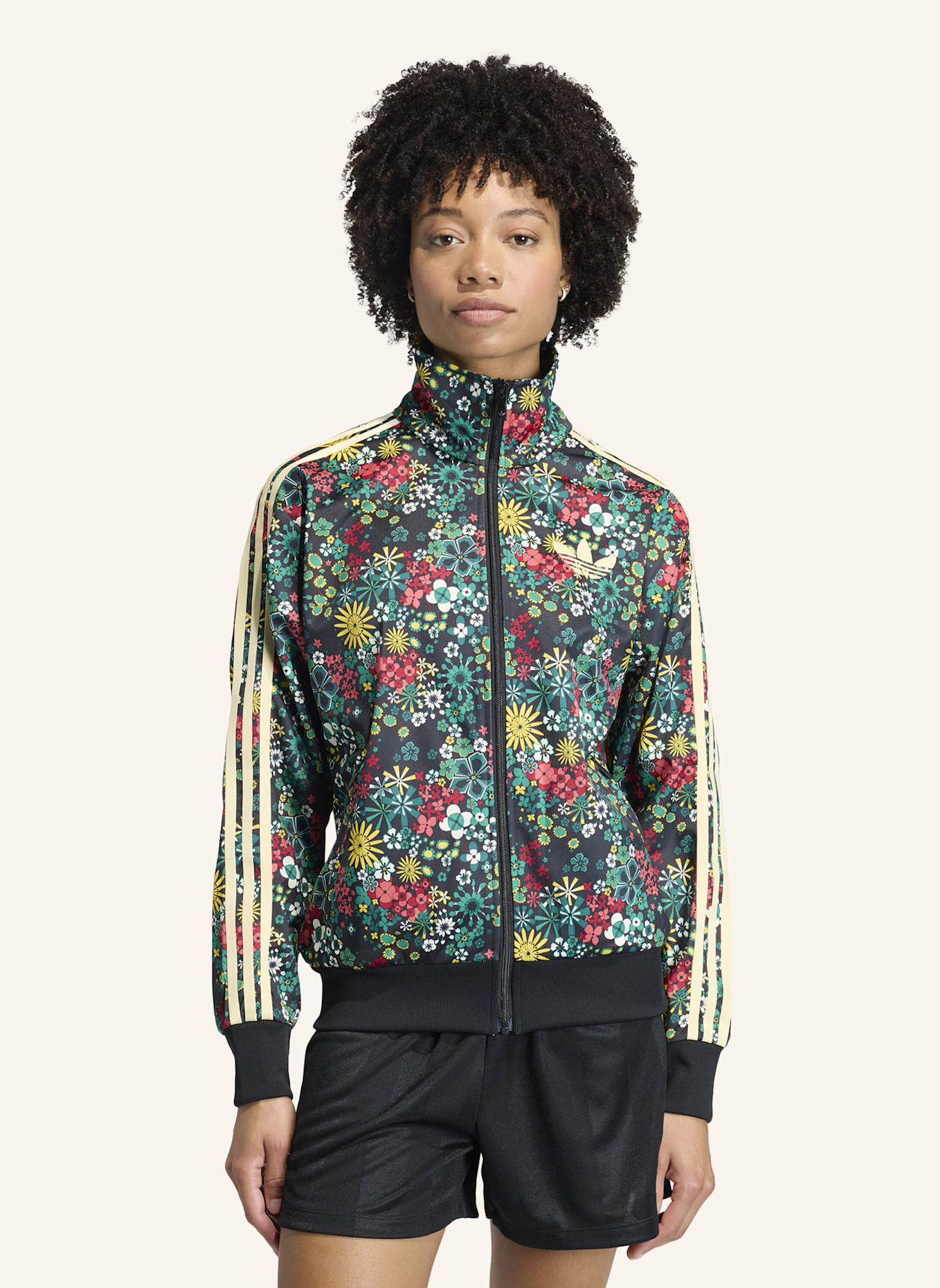 adidas Originals ADIDAS ORIGINALS X LIBERTY LONDON FIREBIRD JACKE: SCHWARZ/ GRÜN/ GELB