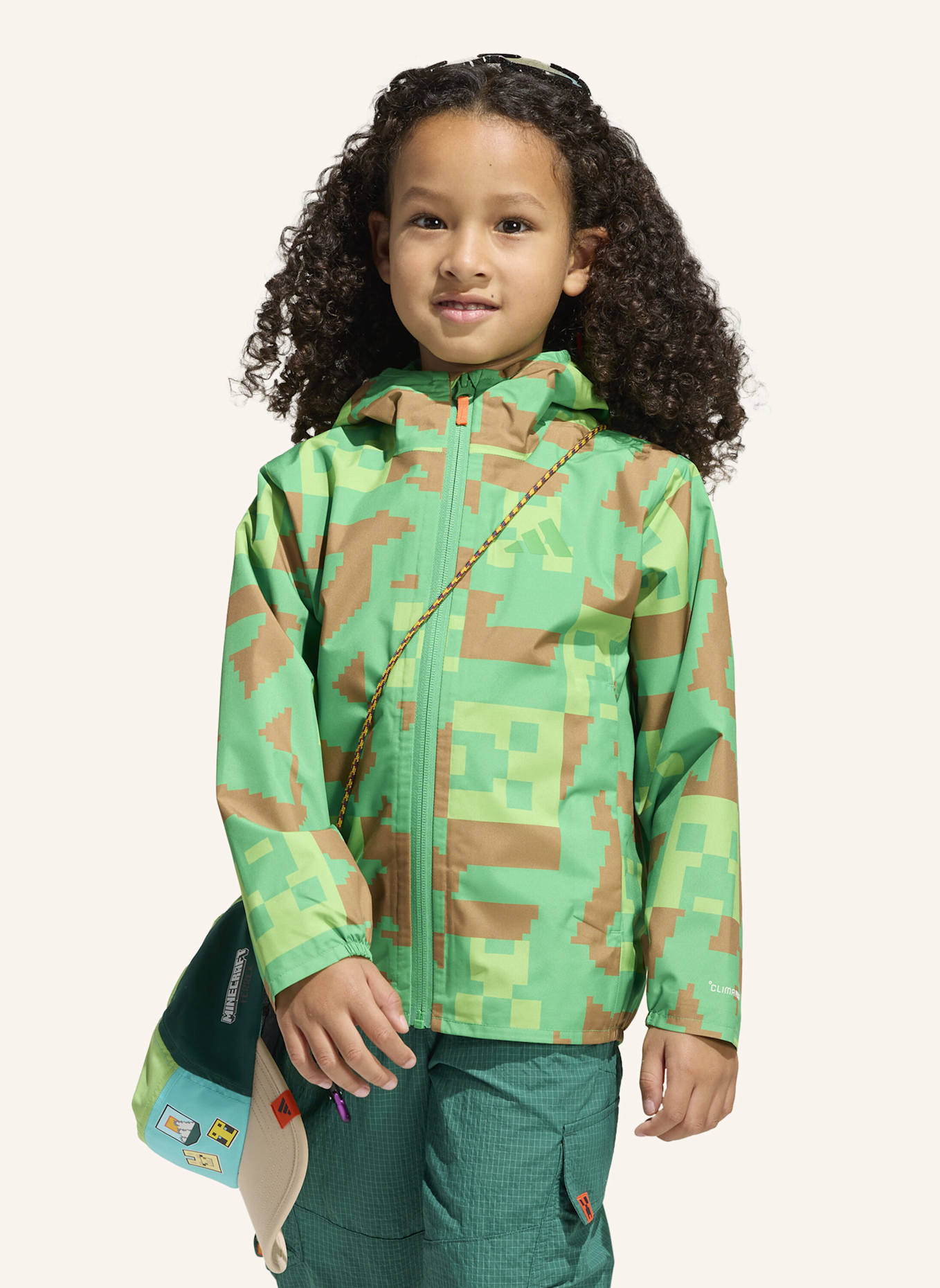 adidas TERREX ADIDAS MINECRAFT TERREX 2 LAYER CLIMAPROOF REGENJACKE: GRÜN/ BRAUN