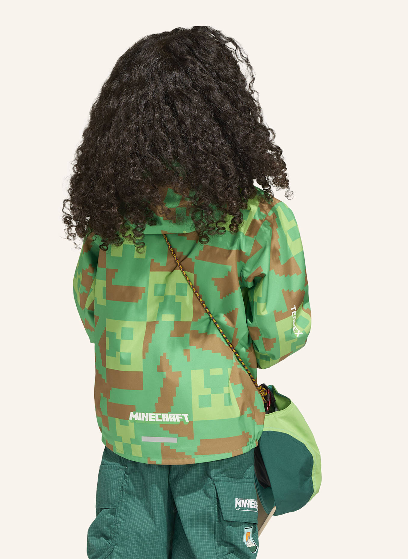 adidas TERREX ADIDAS MINECRAFT TERREX 2 LAYER CLIMAPROOF REGENJACKE: GRÜN/ BRAUN