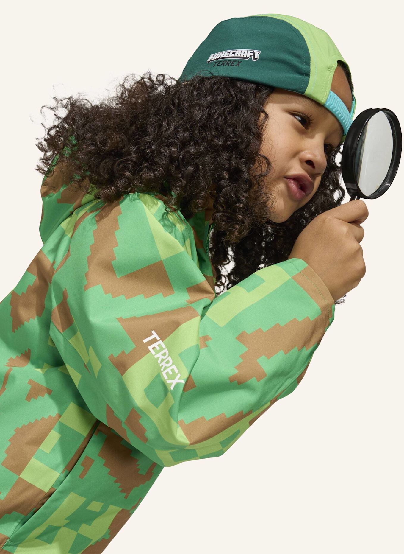 adidas TERREX ADIDAS MINECRAFT TERREX 2 LAYER CLIMAPROOF REGENJACKE: GRÜN/ BRAUN