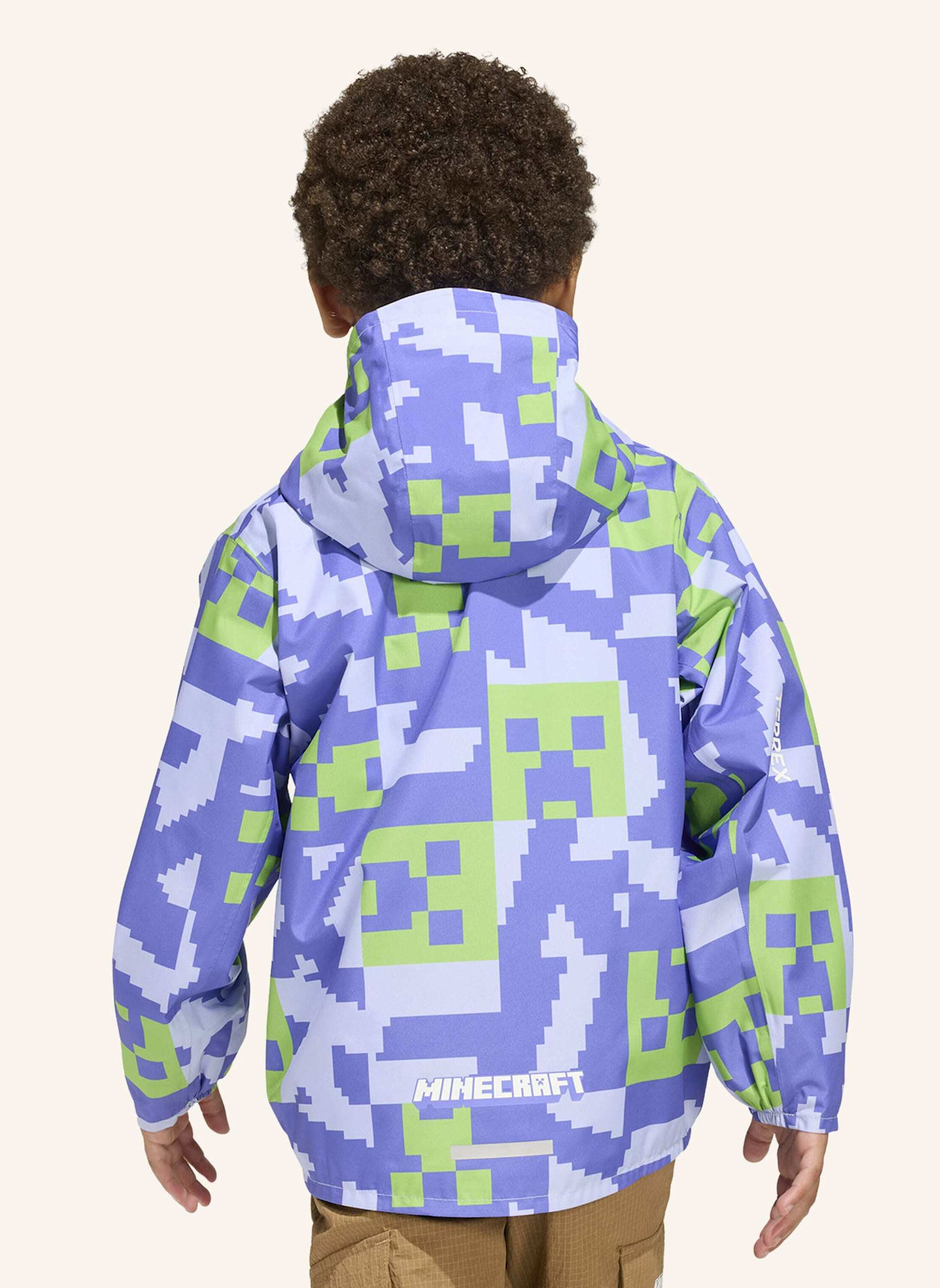 adidas TERREX ADIDAS MINECRAFT TERREX 2 LAYER CLIMAPROOF REGENJACKE: LILA/ BLAU/ GRÜN