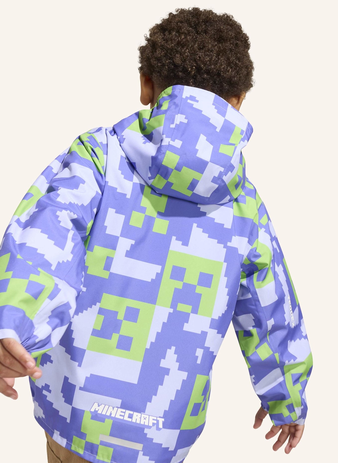 adidas TERREX ADIDAS MINECRAFT TERREX 2 LAYER CLIMAPROOF REGENJACKE: LILA/ BLAU/ GRÜN