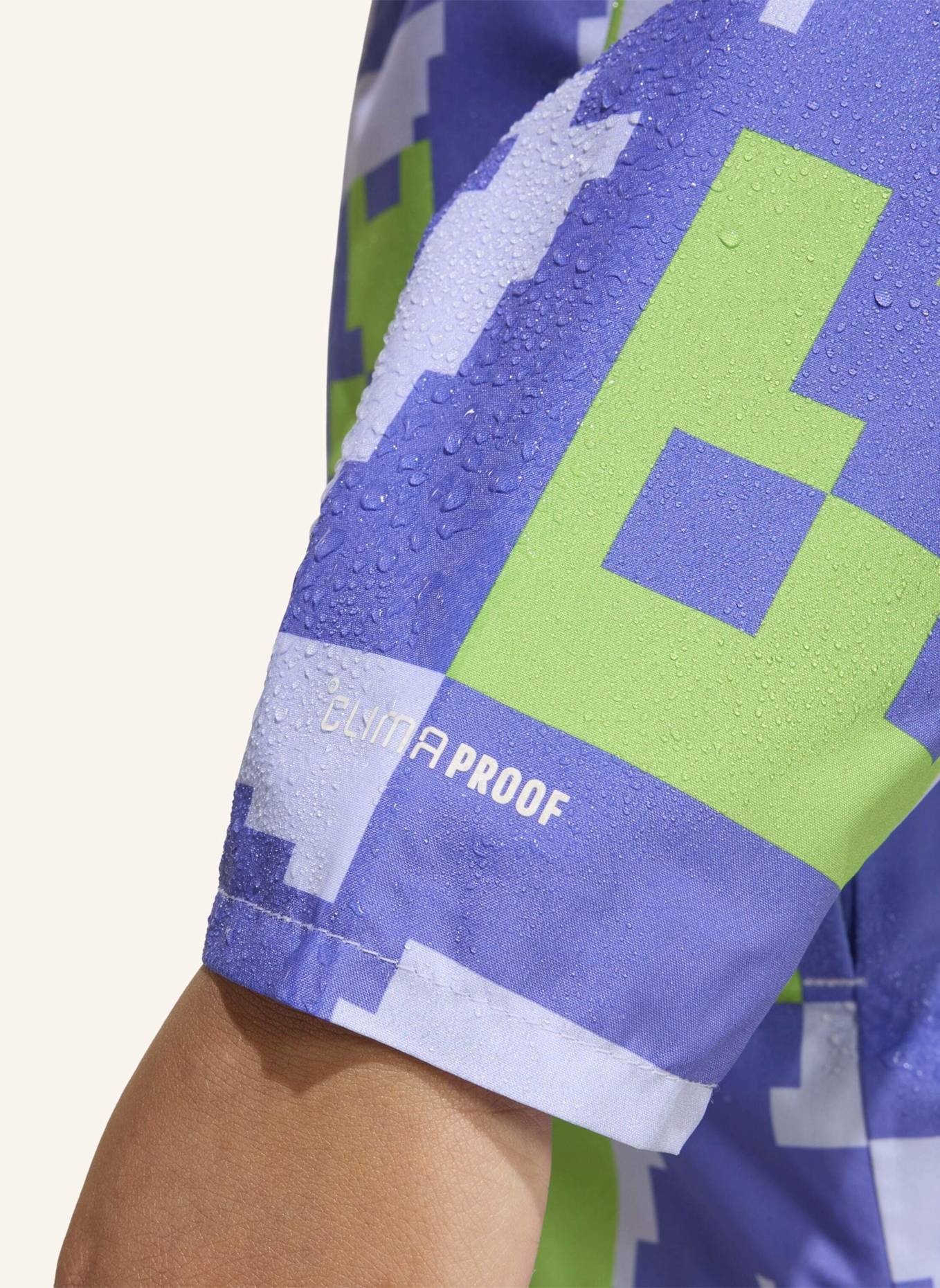 adidas TERREX ADIDAS MINECRAFT TERREX 2 LAYER CLIMAPROOF REGENJACKE: LILA/ BLAU/ GRÜN