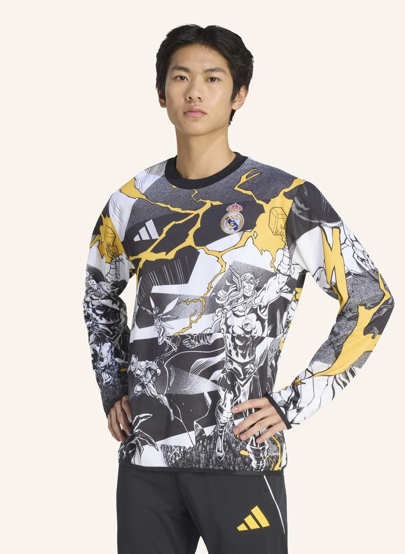 adidas ADIDAS REAL MADRID AVENGERS 25/26 PRE-MATCH WARM TOP: WEISS/ SCHWARZ/ GOLD