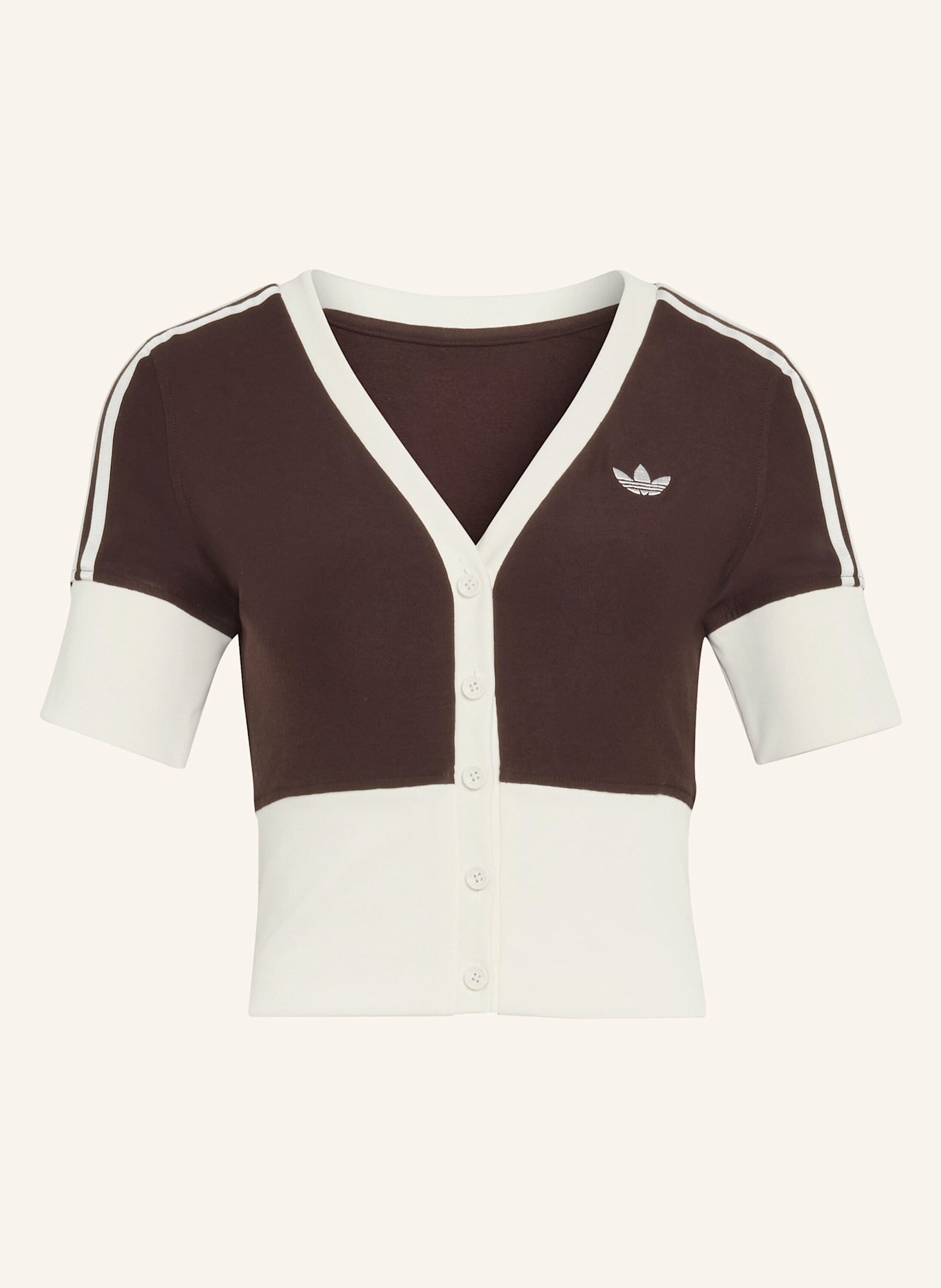 adidas Originals HEMD MIT V-AUSSCHNITT UND KNOPFLEISTE: BRAUN