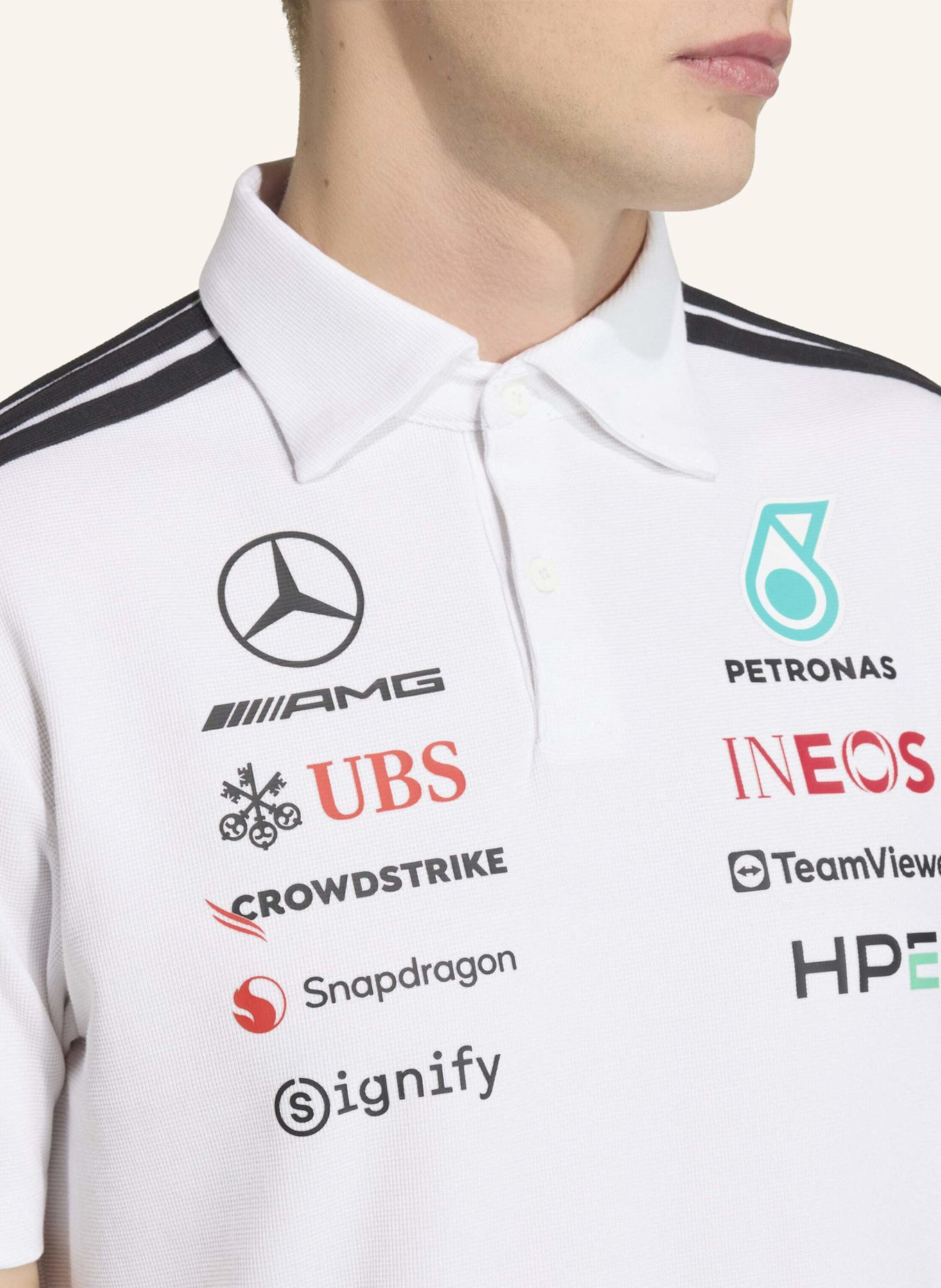 adidas MERCEDES - AMG PETRONAS FORMULA 1 TEAM ENGINEERS POLOSHIRT: WEISS