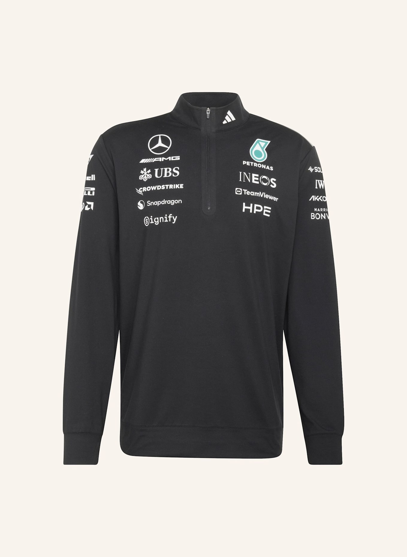 adidas MERCEDES-AMG PETRONAS FORMULA 1 TEAM ENGINEERS QUARTER ZIP SWEATSHIRT: SCHWARZ