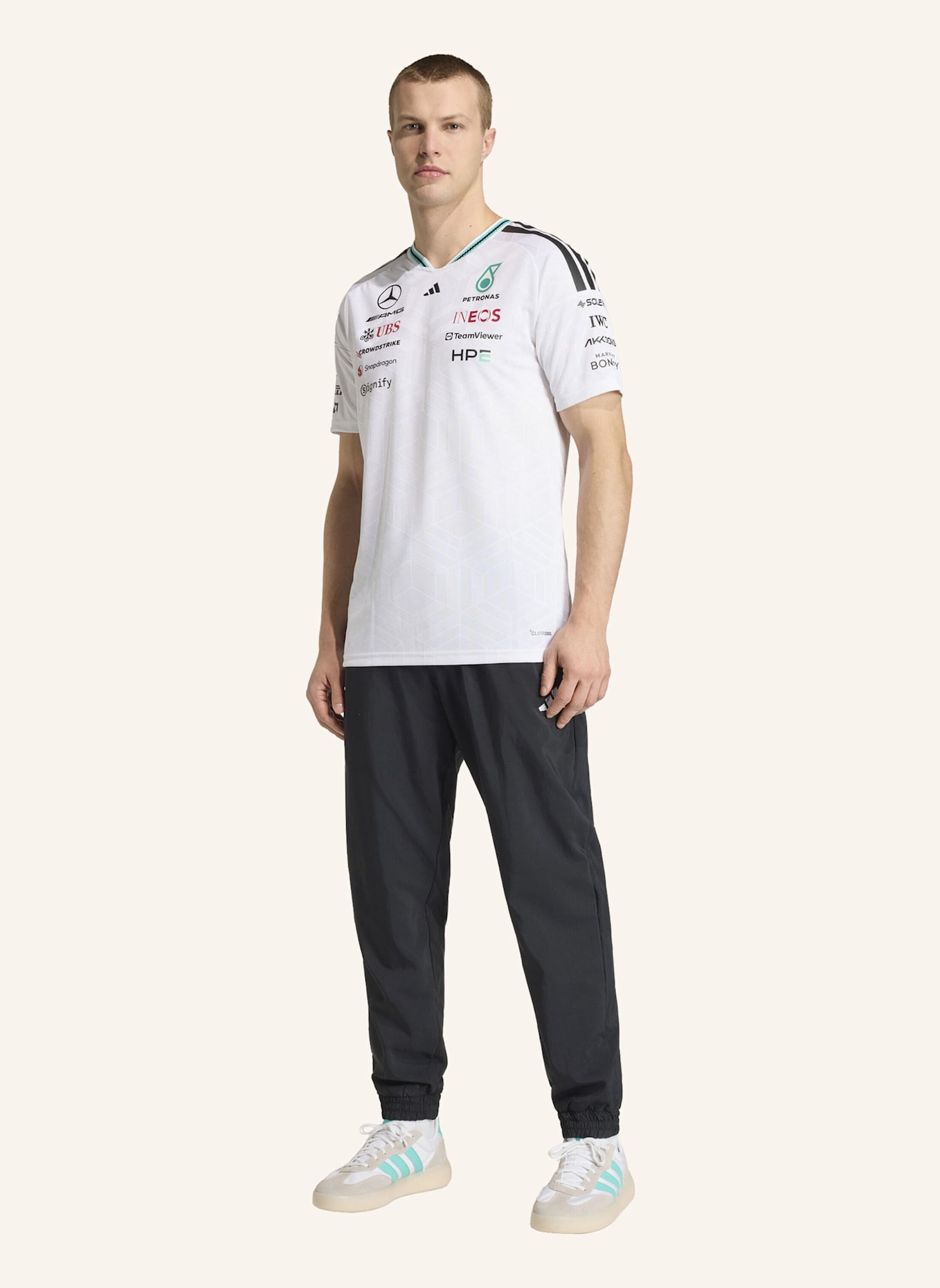 adidas MERCEDES - AMG PETRONAS FORMULA 1 TEAM DRIVER AUTHENTIC TRIKOT: WEISS