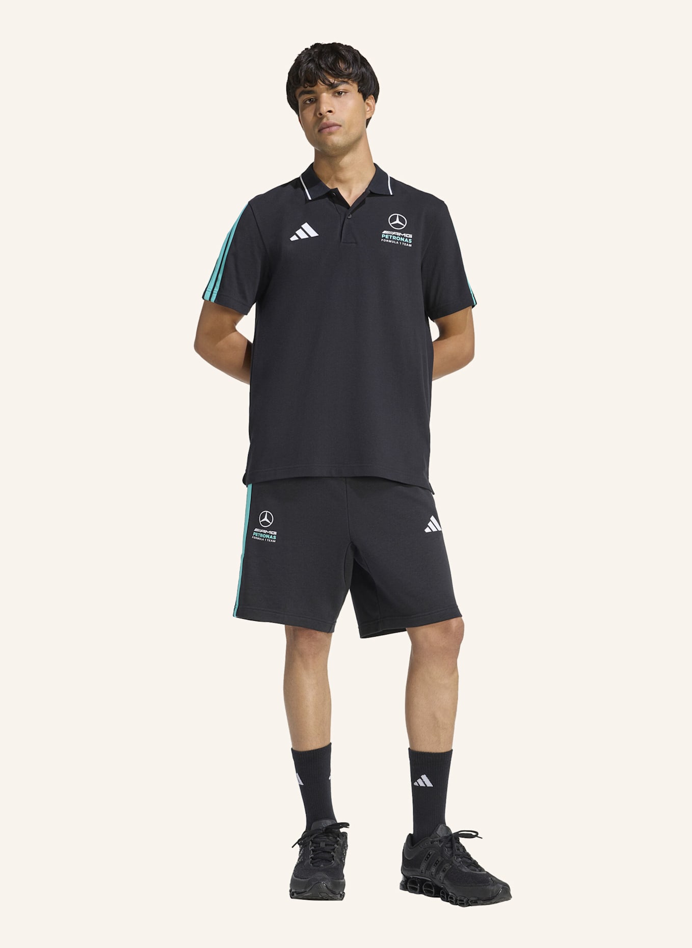adidas MERCEDES - AMG PETRONAS FORMULA 1 TEAM DNA POLOSHIRT: SCHWARZ
