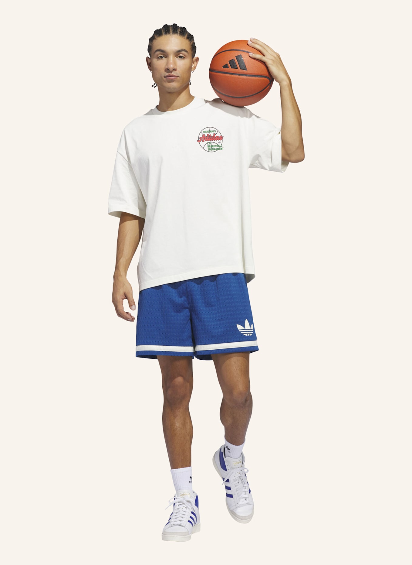adidas Trainingsshorts ORIGINALS BASKETBALL: BLAU/ WEISS