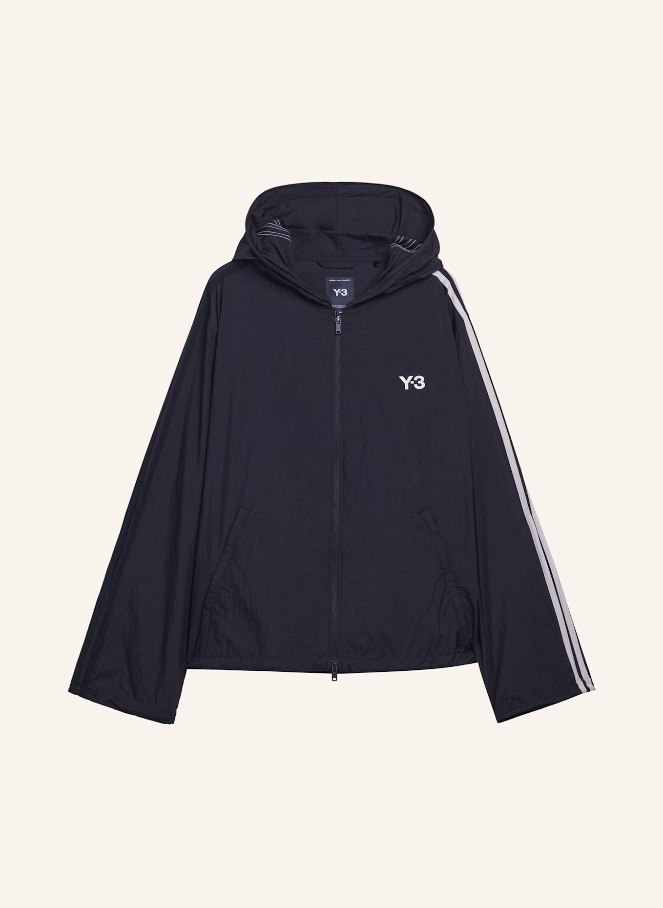 Y-3 Y-3 NYLON WIRED 3-STREIFEN TRACK TOP: SCHWARZ