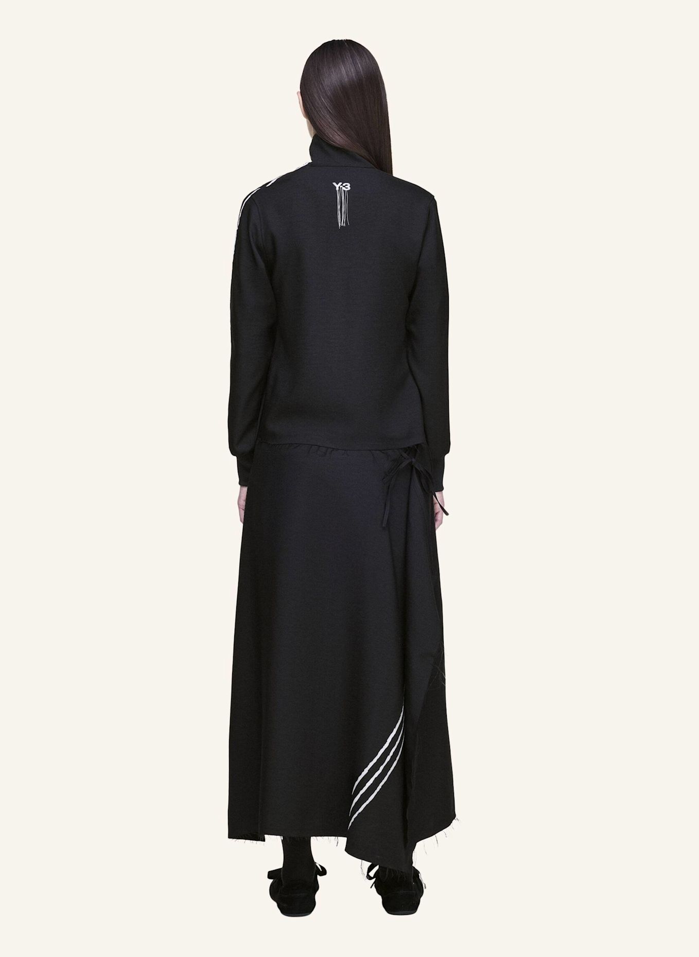 Y-3 Y-3 SPORT UNIFORM RAW CUT 3-STREIFEN ROCK: SCHWARZ