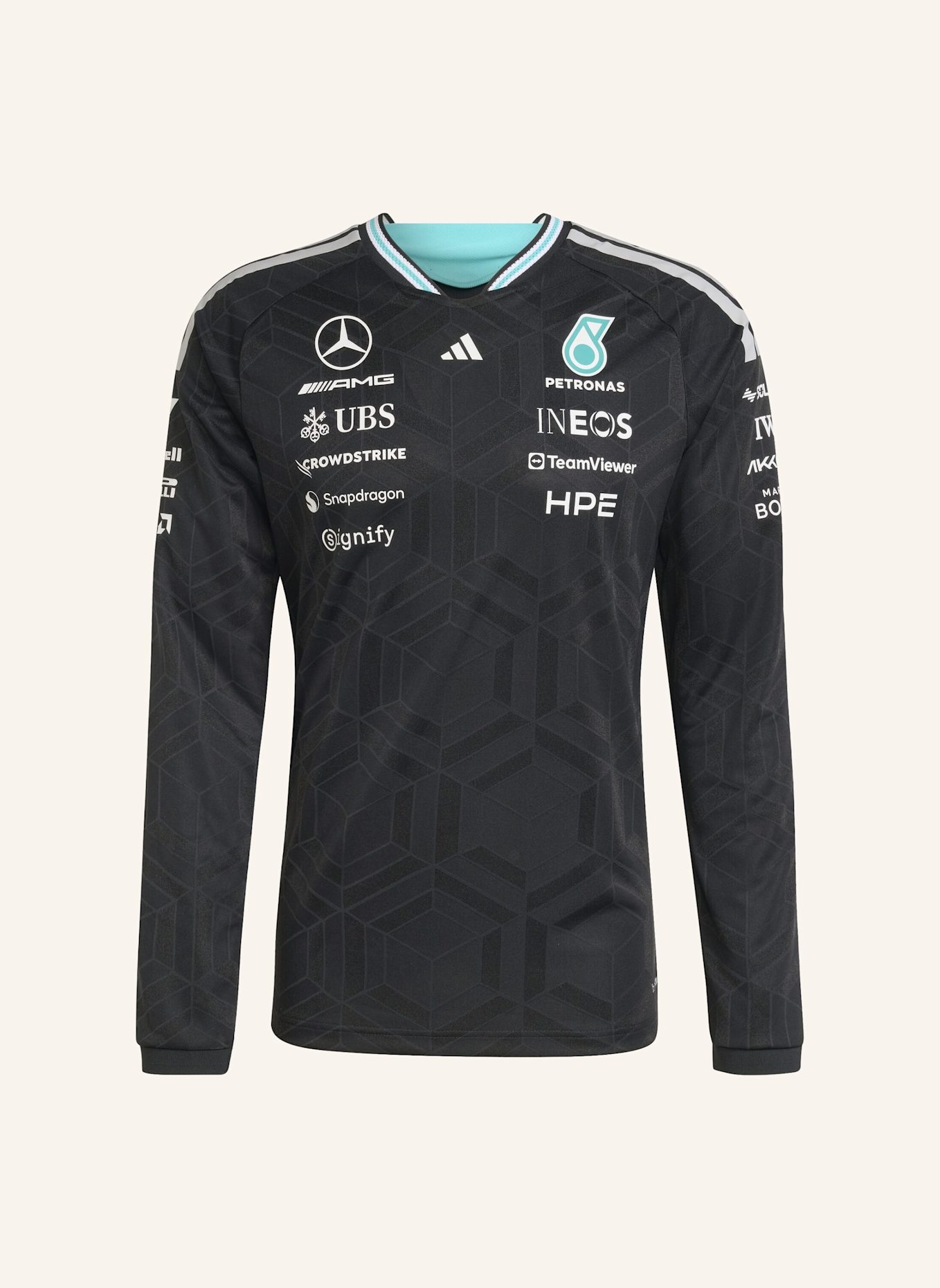 adidas MERCEDES - AMG PETRONAS FORMULA 1 TEAM AUTHENTIC LANGÄRMELIGES FAHRERTRIKOT: SCHWARZ