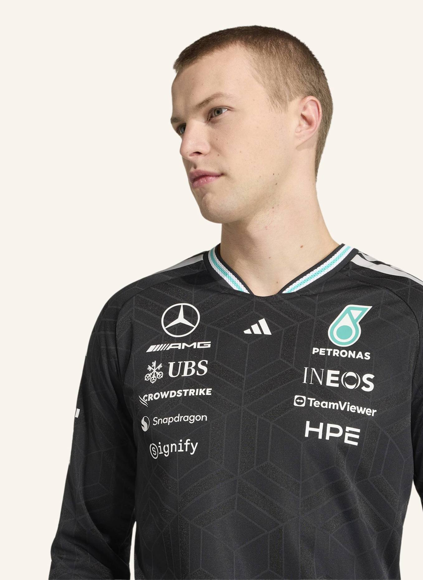 adidas MERCEDES - AMG PETRONAS FORMULA 1 TEAM AUTHENTIC LANGÄRMELIGES FAHRERTRIKOT: SCHWARZ