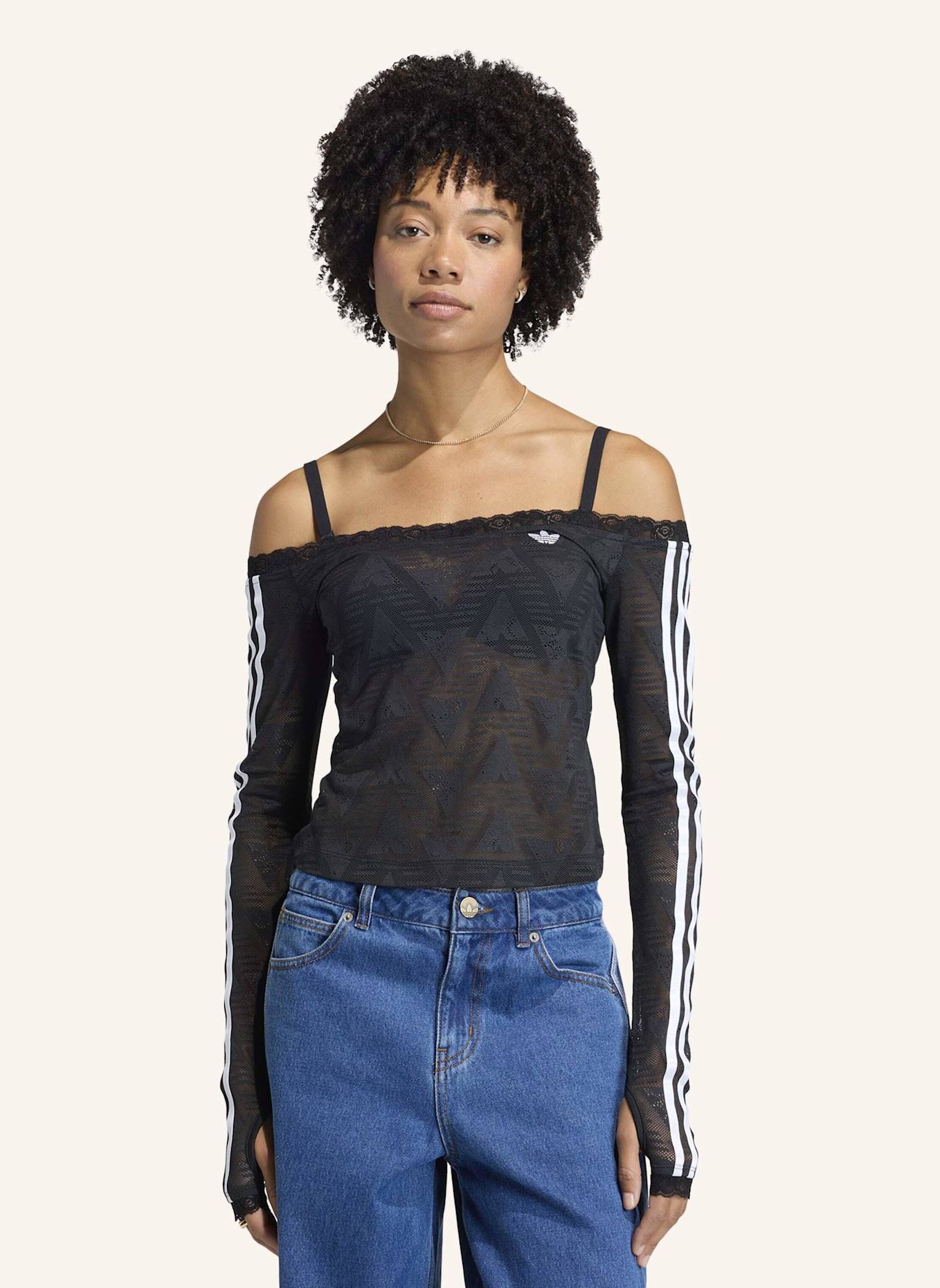 adidas Originals LACE BARDOT TOP: SCHWARZ