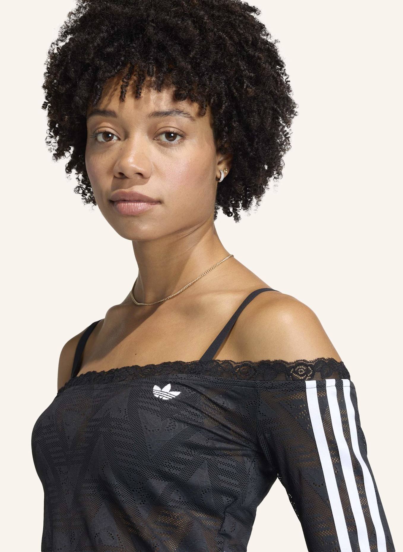 adidas Originals LACE BARDOT TOP: SCHWARZ