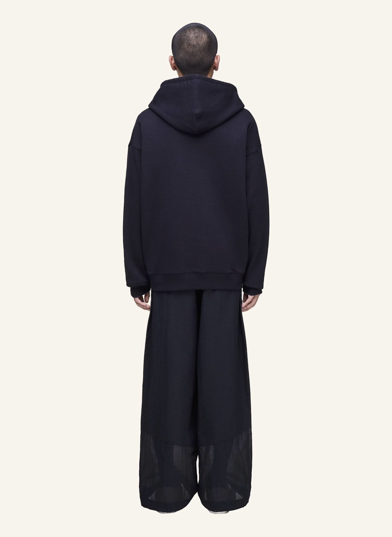 Y-3 Y-3 HOODIE AUS ANGERAUTEM FROTTEE GFX: SCHWARZ