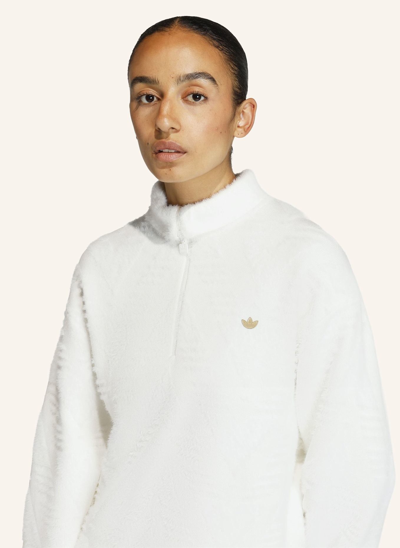 adidas Originals STRICKPULLOVER MIT REISSVERSCHLUSS BIS ZUR BRUST: WEISS