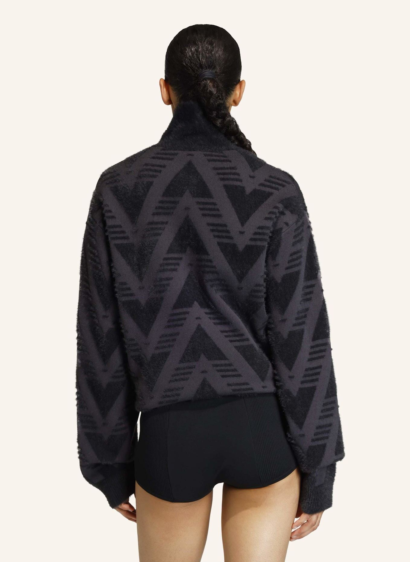 adidas Originals STRICKPULLOVER MIT REISSVERSCHLUSS BIS ZUR BRUST: SCHWARZ