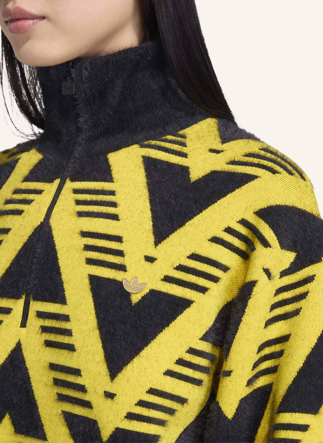 adidas Originals STRICKPULLOVER MIT REISSVERSCHLUSS BIS ZUR BRUST: GELB