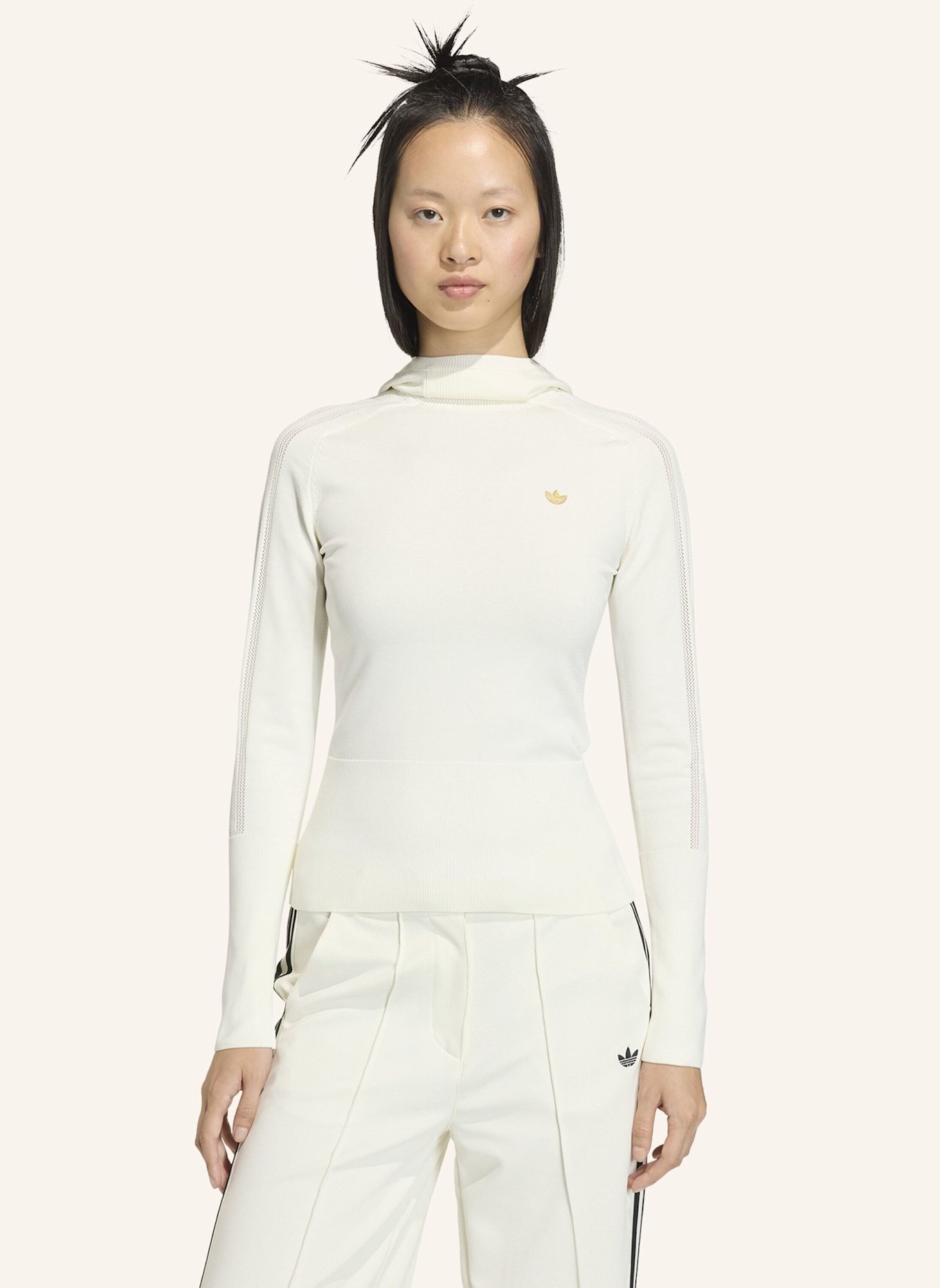 adidas Originals KNITTED HOODED LONG SLEEVE PULLOVER: WEISS