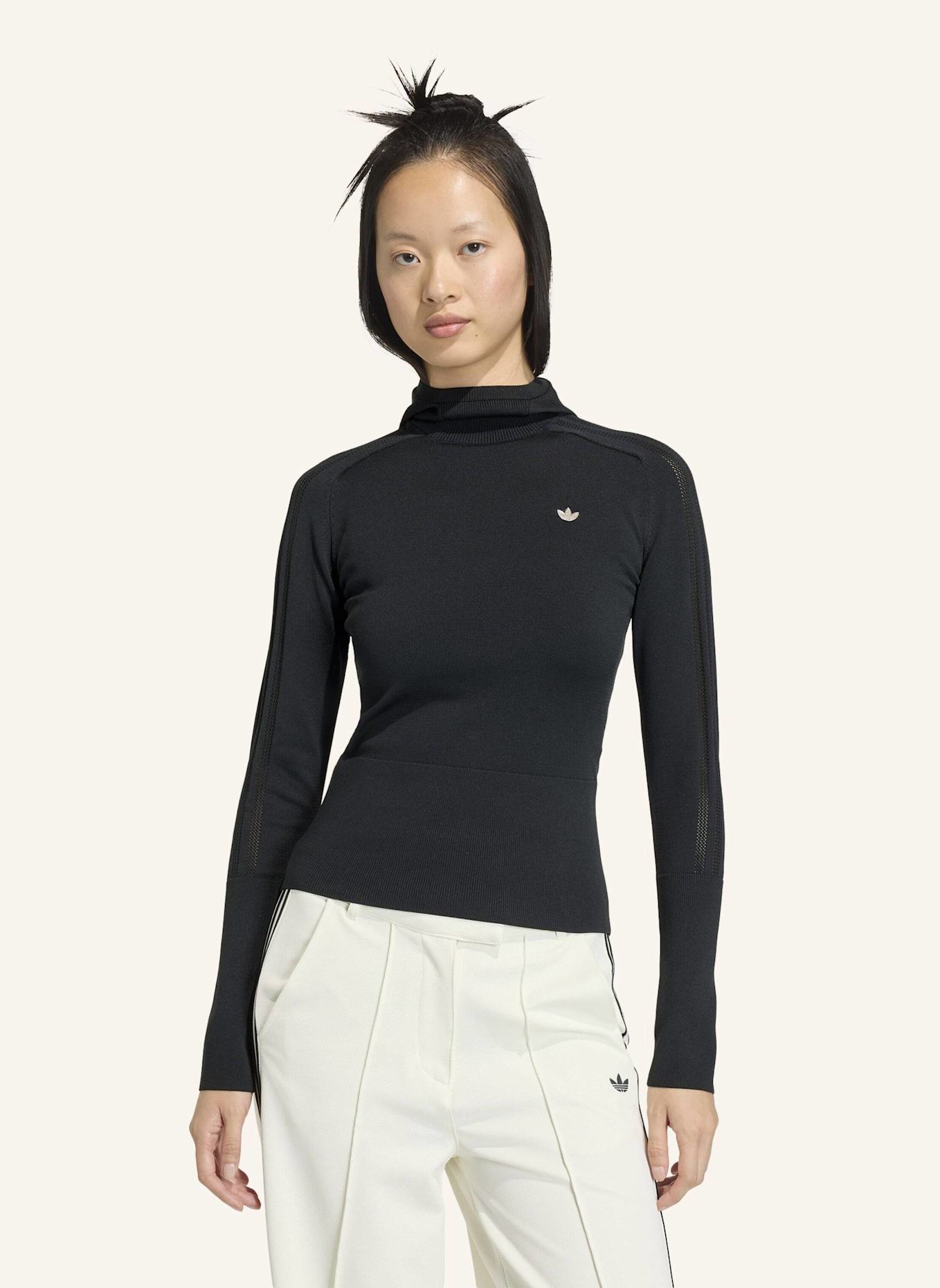 adidas Originals KNITTED HOODED LONG SLEEVE PULLOVER: SCHWARZ