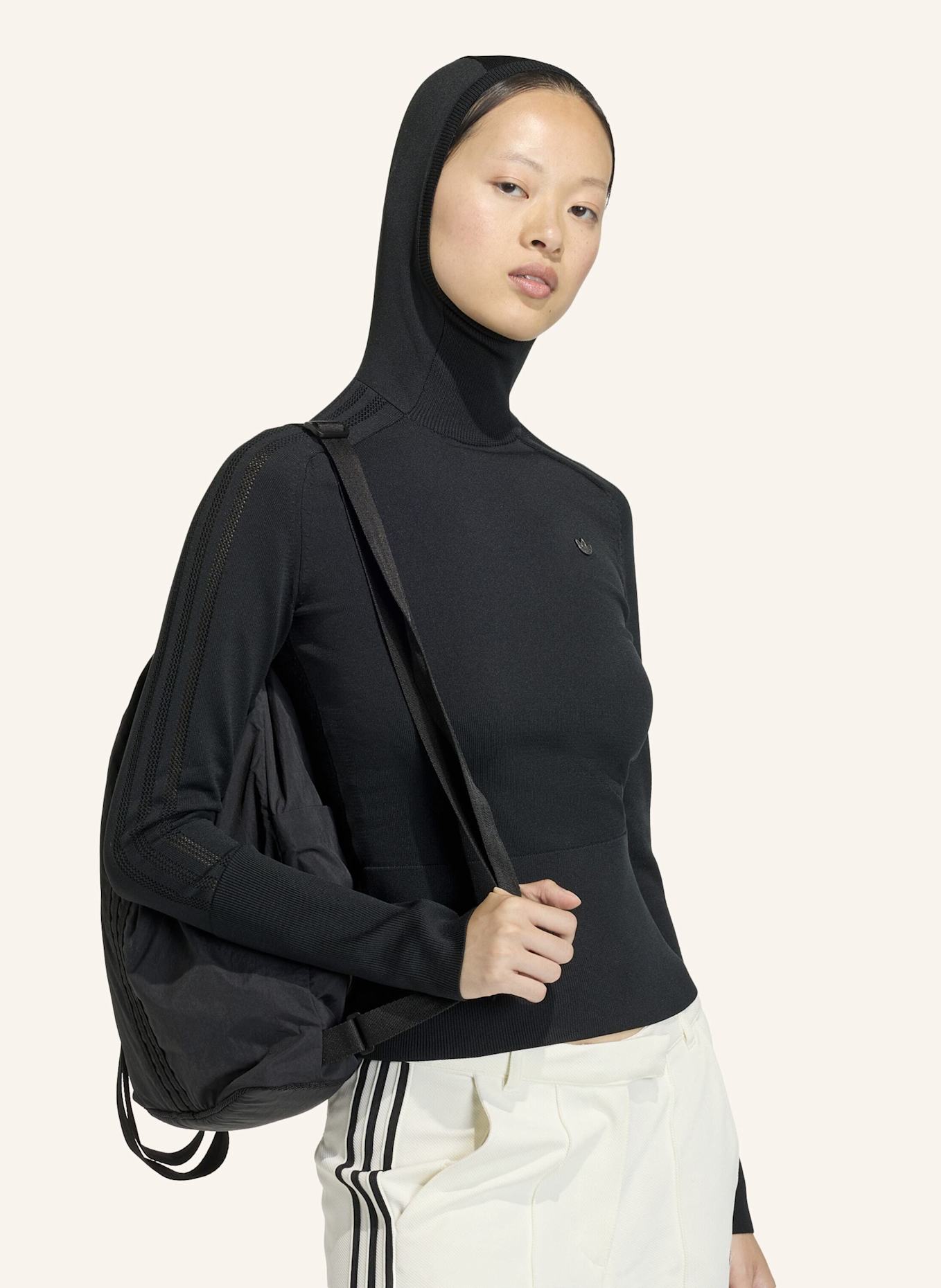 adidas Originals KNITTED HOODED LONG SLEEVE PULLOVER: SCHWARZ