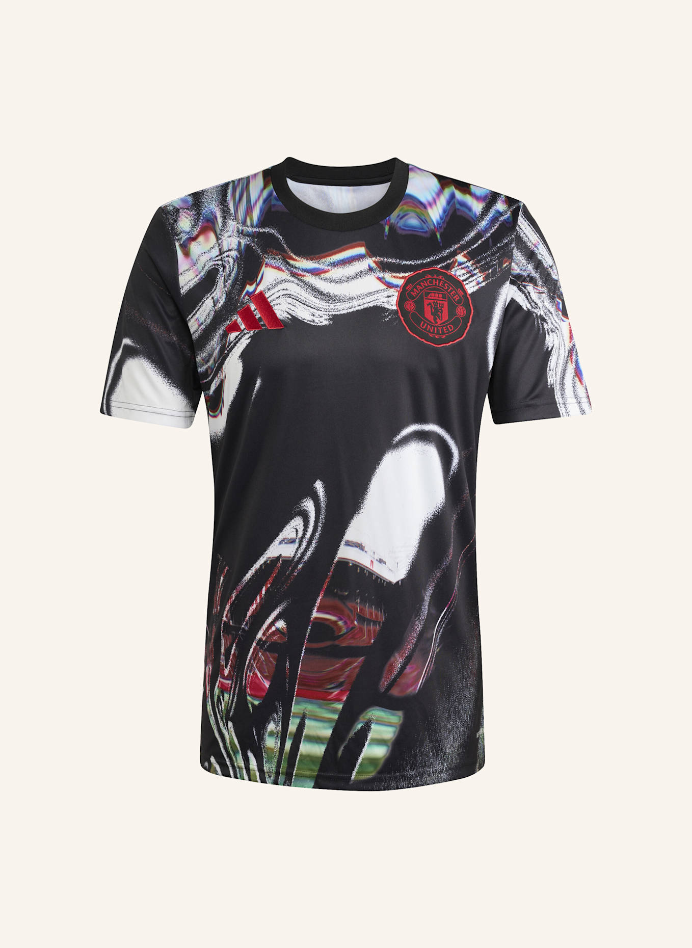 adidas MANCHESTER UNITED 25/26 PRE MATCH TRIKOT: SCHWARZ/ WEISS/ ROT