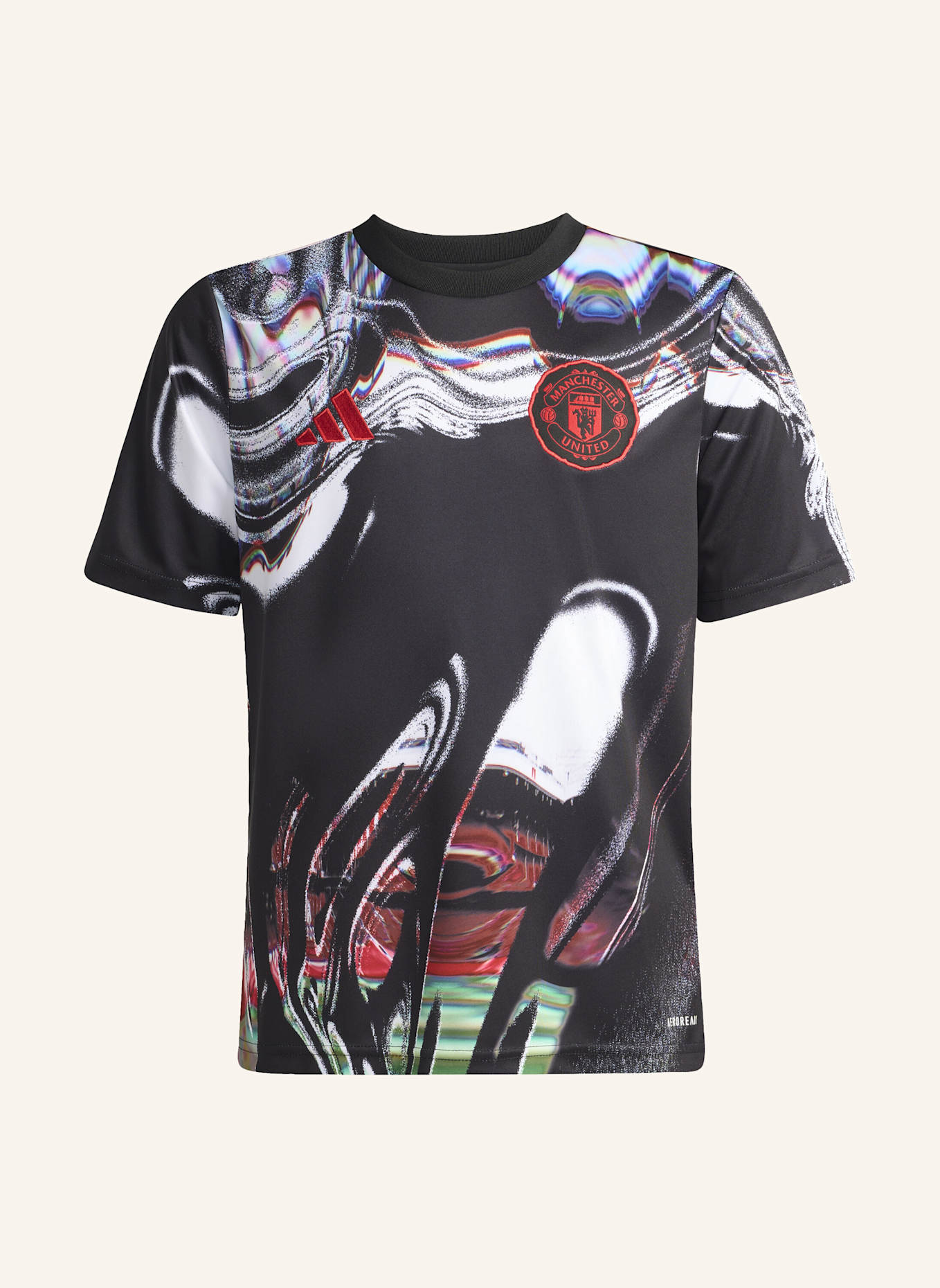 adidas MANCHESTER UNITED 25/26 KIDS PRE-MATCH SHIRT: SCHWARZ/ WEISS/ ROT