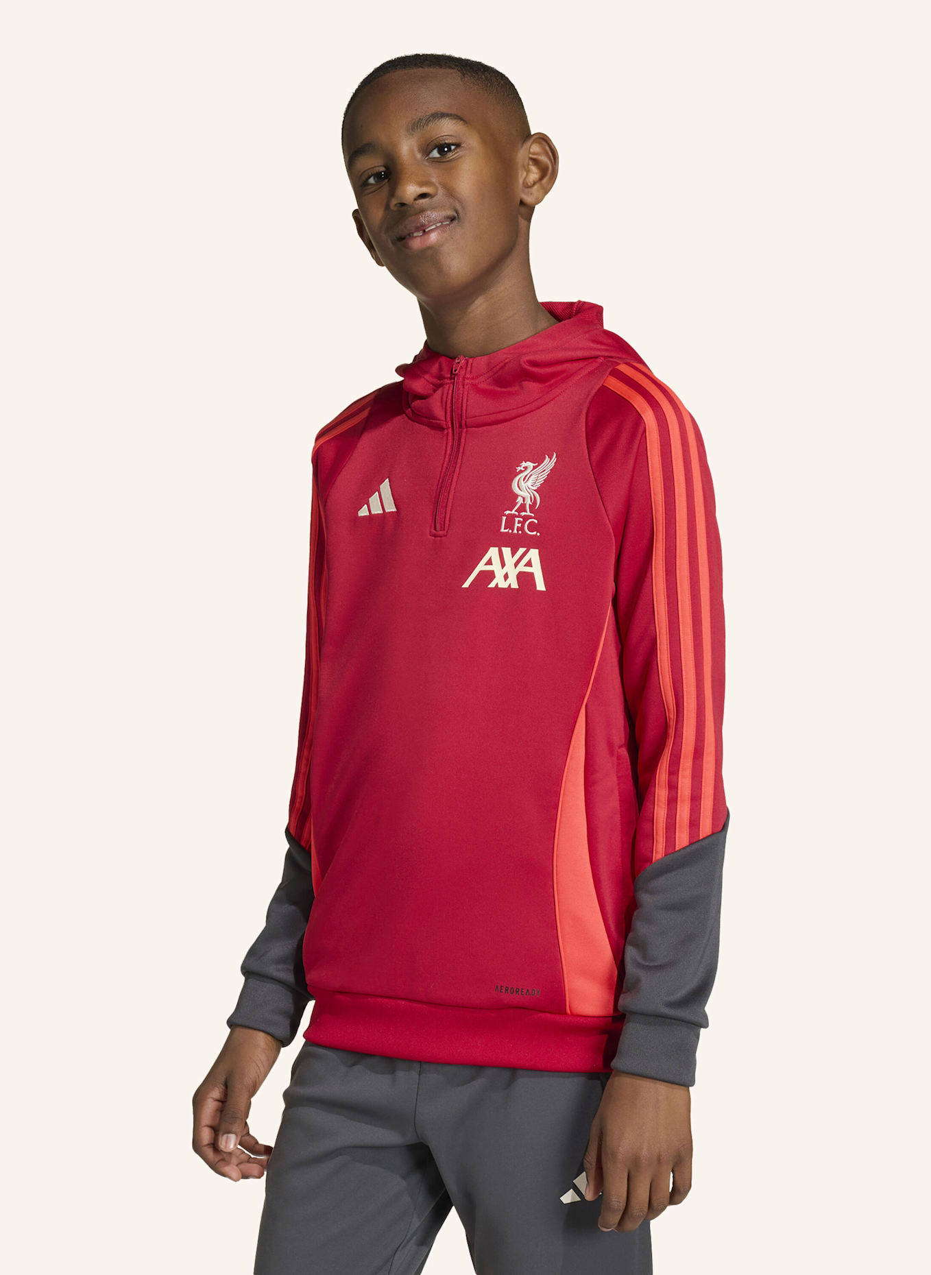 adidas FC LIVERPOOL TIRO 25 COMPETITION TRAINING KAPUZENJACKE FÜR KINDER: ROT