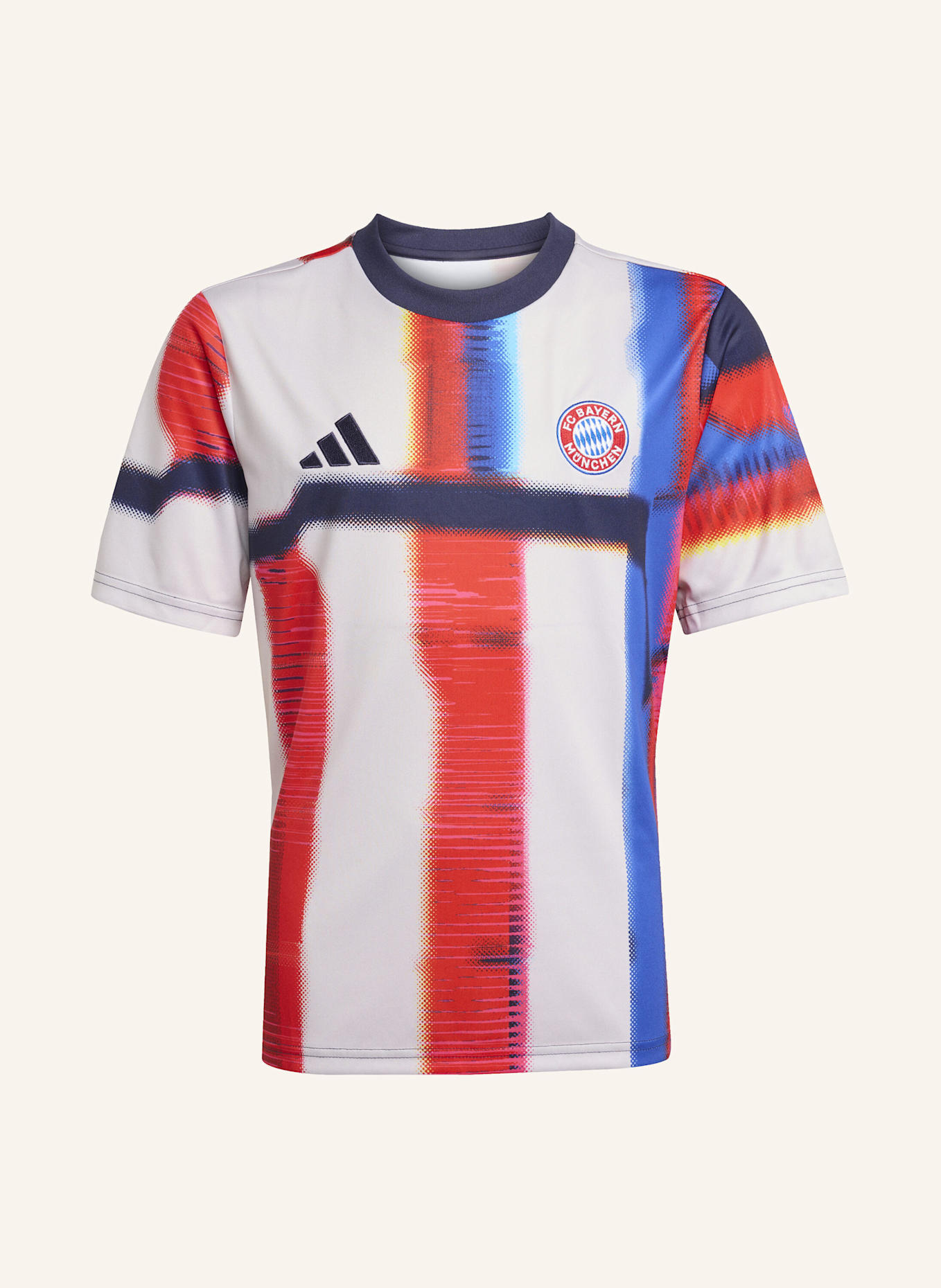 adidas FC BAYERN SS26 PRE-MATCH TRIKOT KINDER: GRAU/ BLAU/ CREME