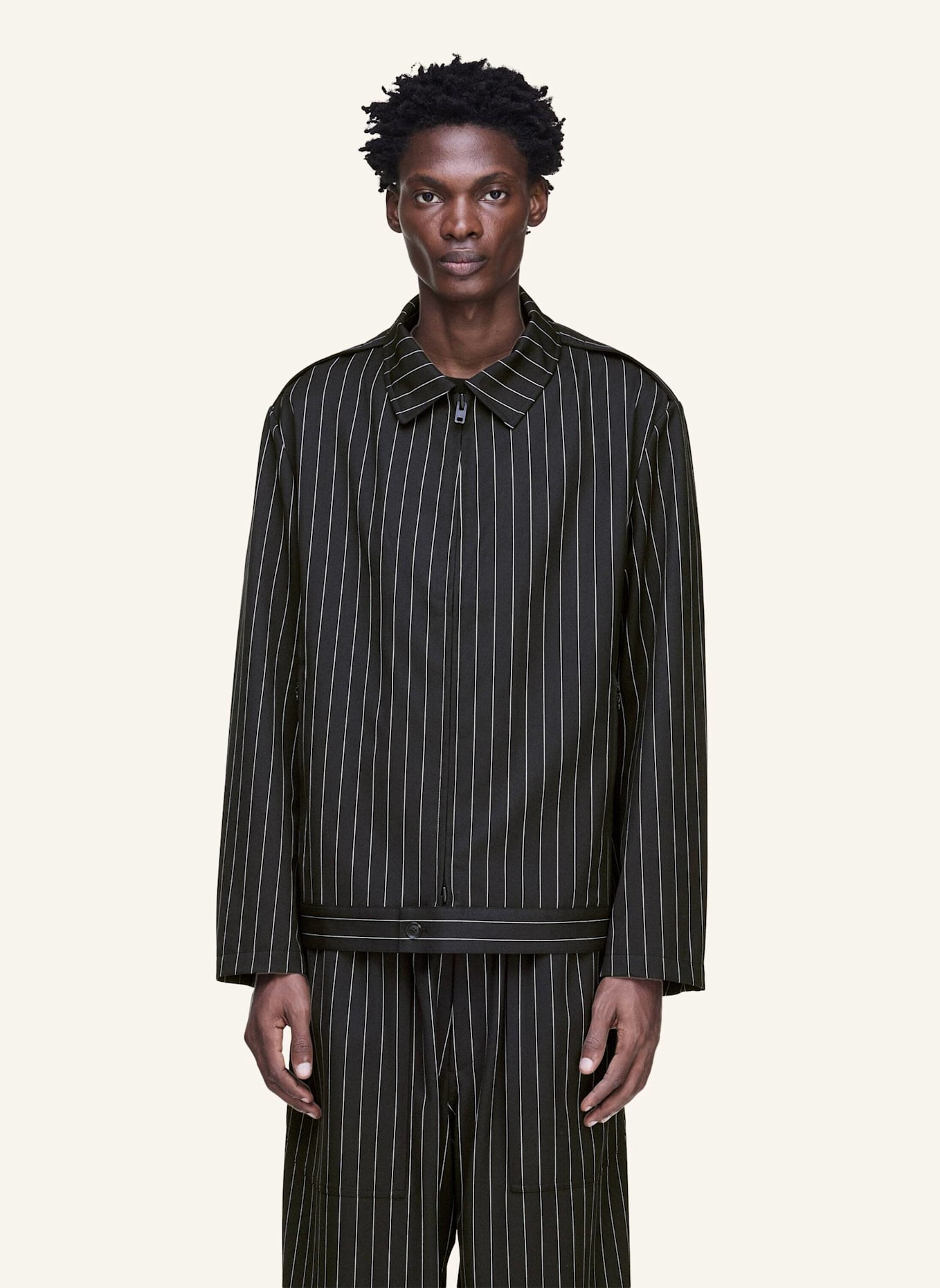 Y-3 Y-3 REFINED WOOL UT BLOUSON: SCHWARZ/ CREME