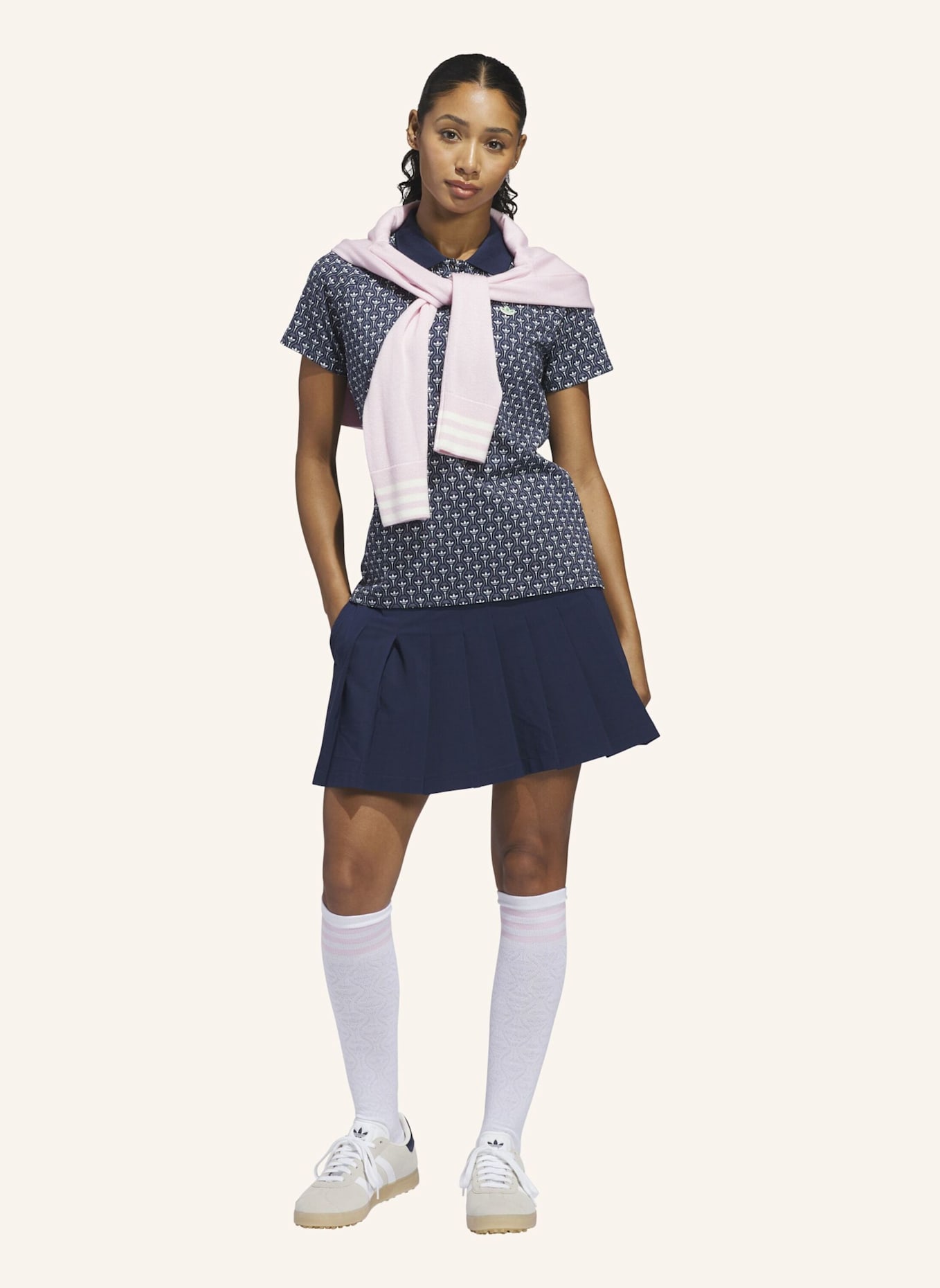 adidas ORIGINALS ALL OVER TREFOIL POLOSHIRT: WEISS