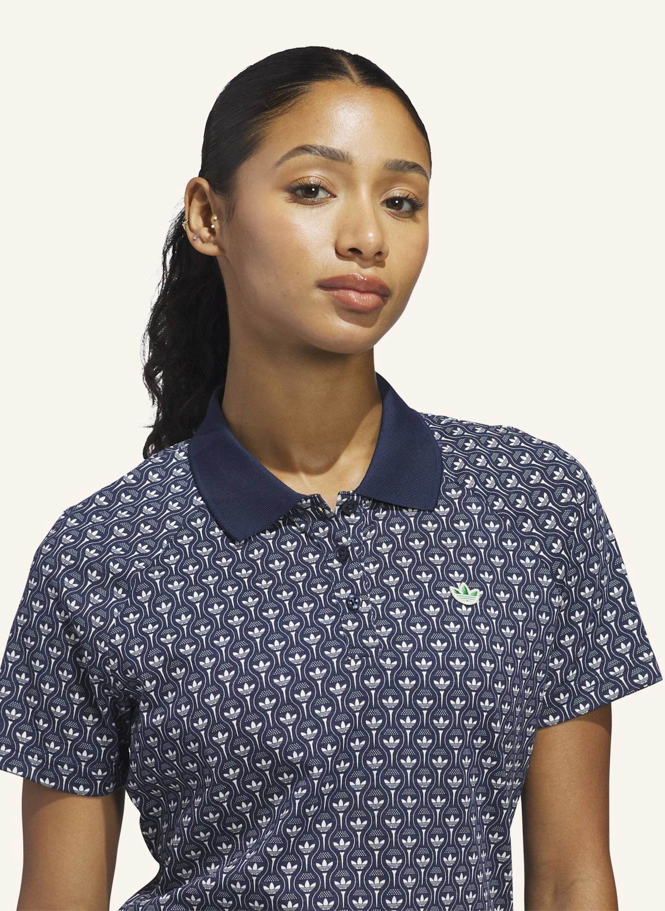 adidas ORIGINALS ALL OVER TREFOIL POLOSHIRT: WEISS