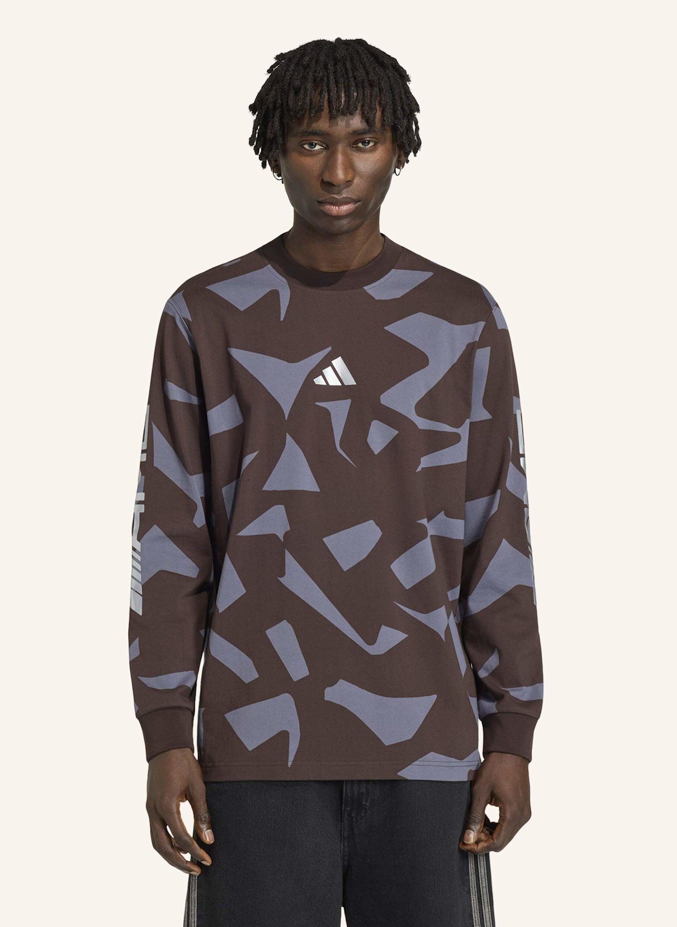 adidas AMG CAMO LANGARMSHIRT: BRAUN/ GRAU