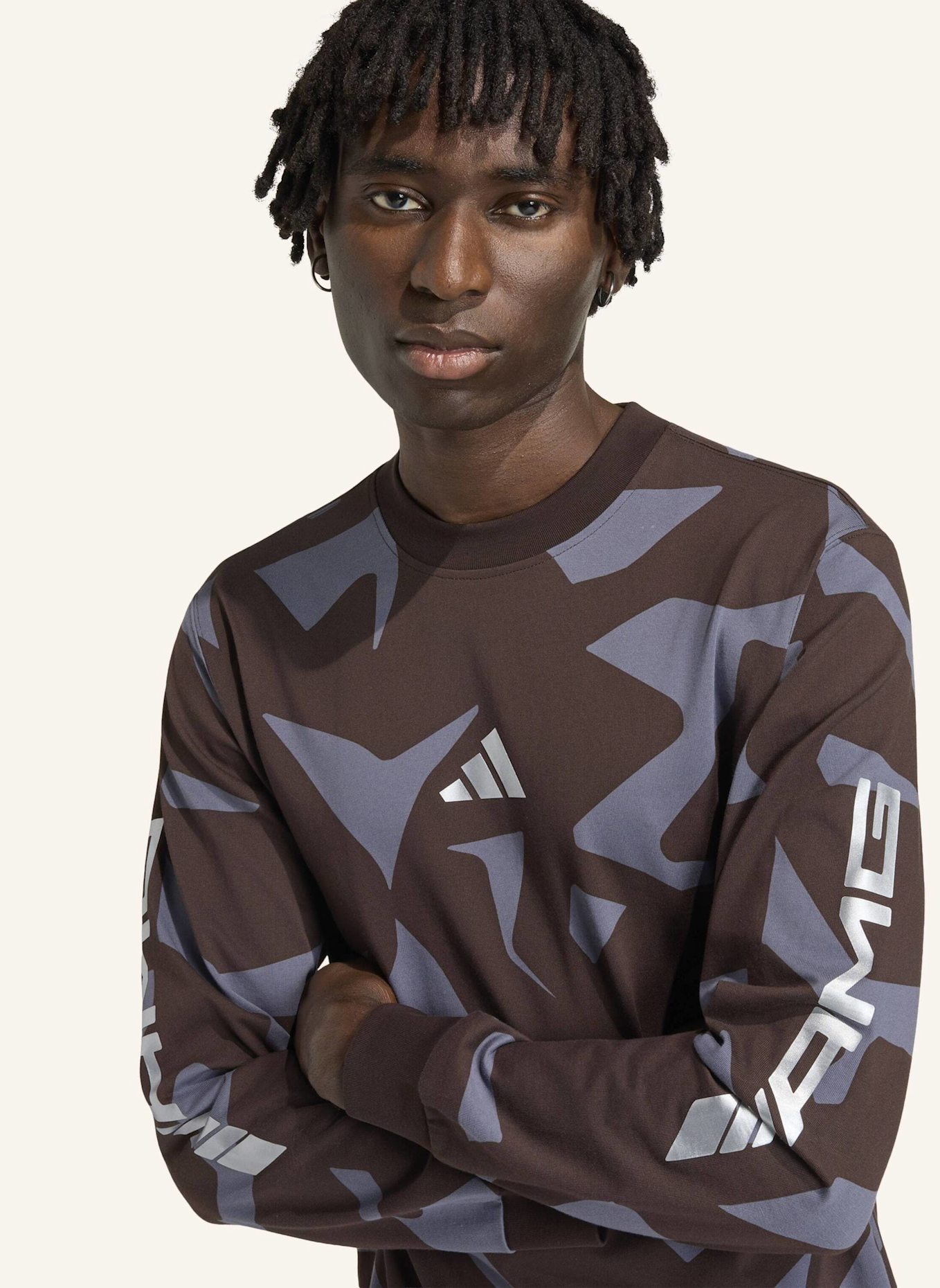 adidas AMG CAMO LANGARMSHIRT: BRAUN/ GRAU