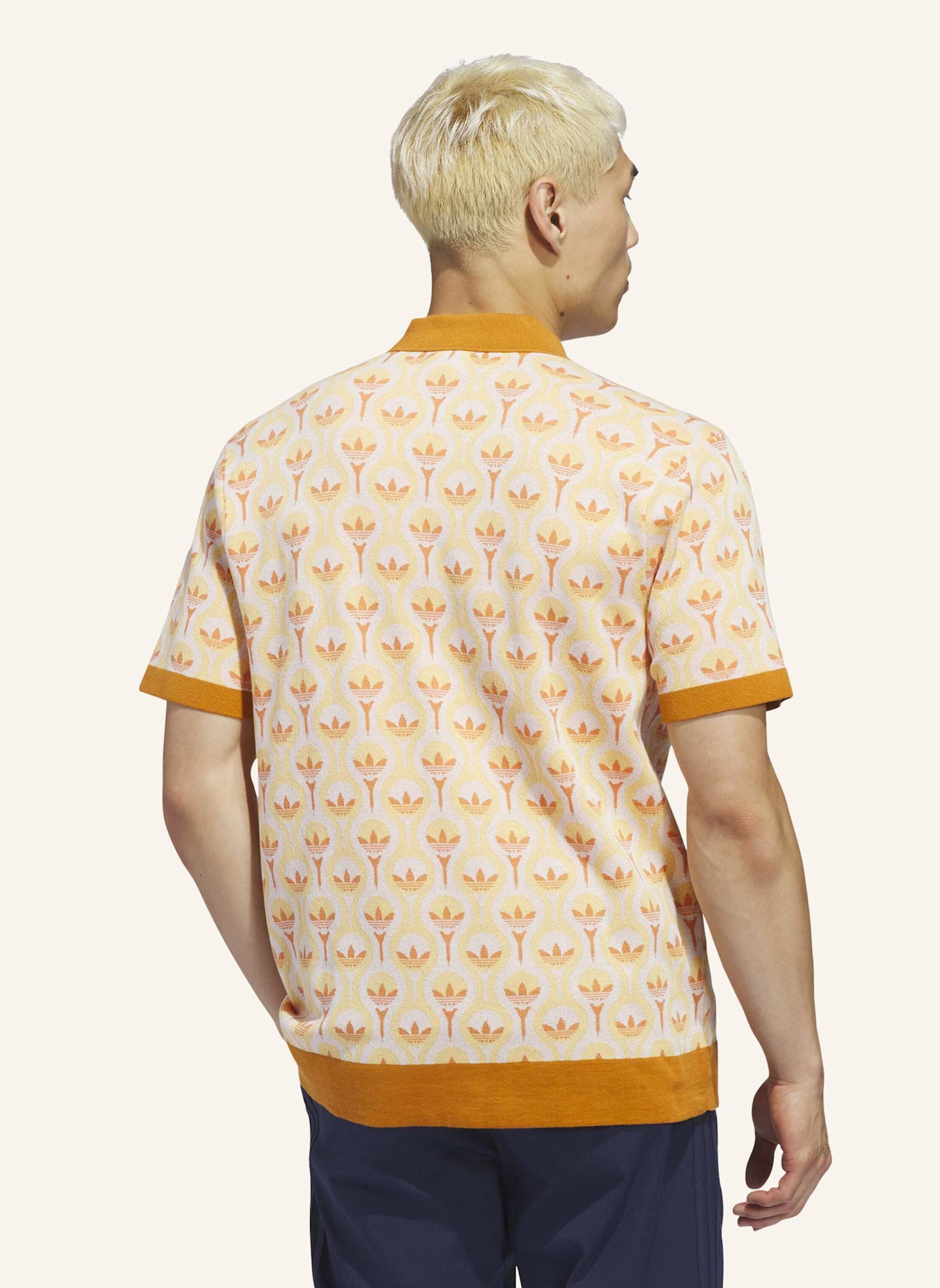 adidas ORIGINALS POLOSHIRT, GEWIRKTES MATERIAL: WEISS/ ORANGE