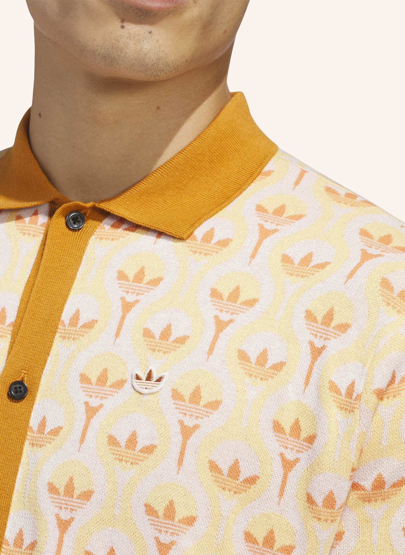 adidas ORIGINALS POLOSHIRT, GEWIRKTES MATERIAL: WEISS/ ORANGE
